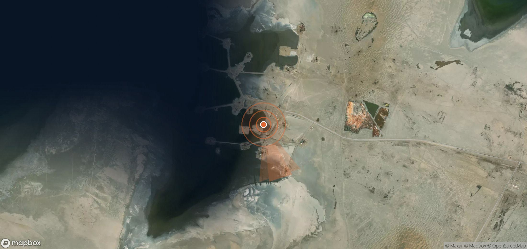 Satellite map of methane plume locations in Turkmenistan
