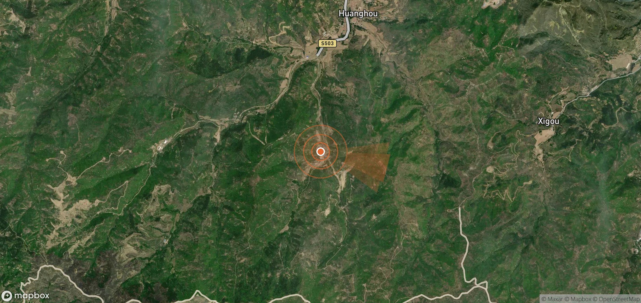 Satellite map of methane plume locations in China