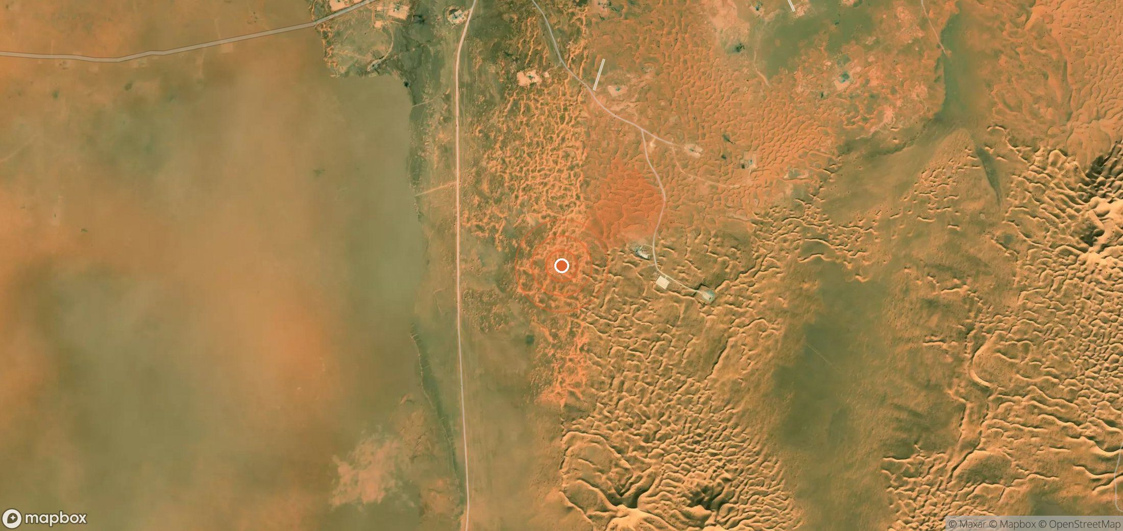 Satellite map of methane plume locations in Algeria