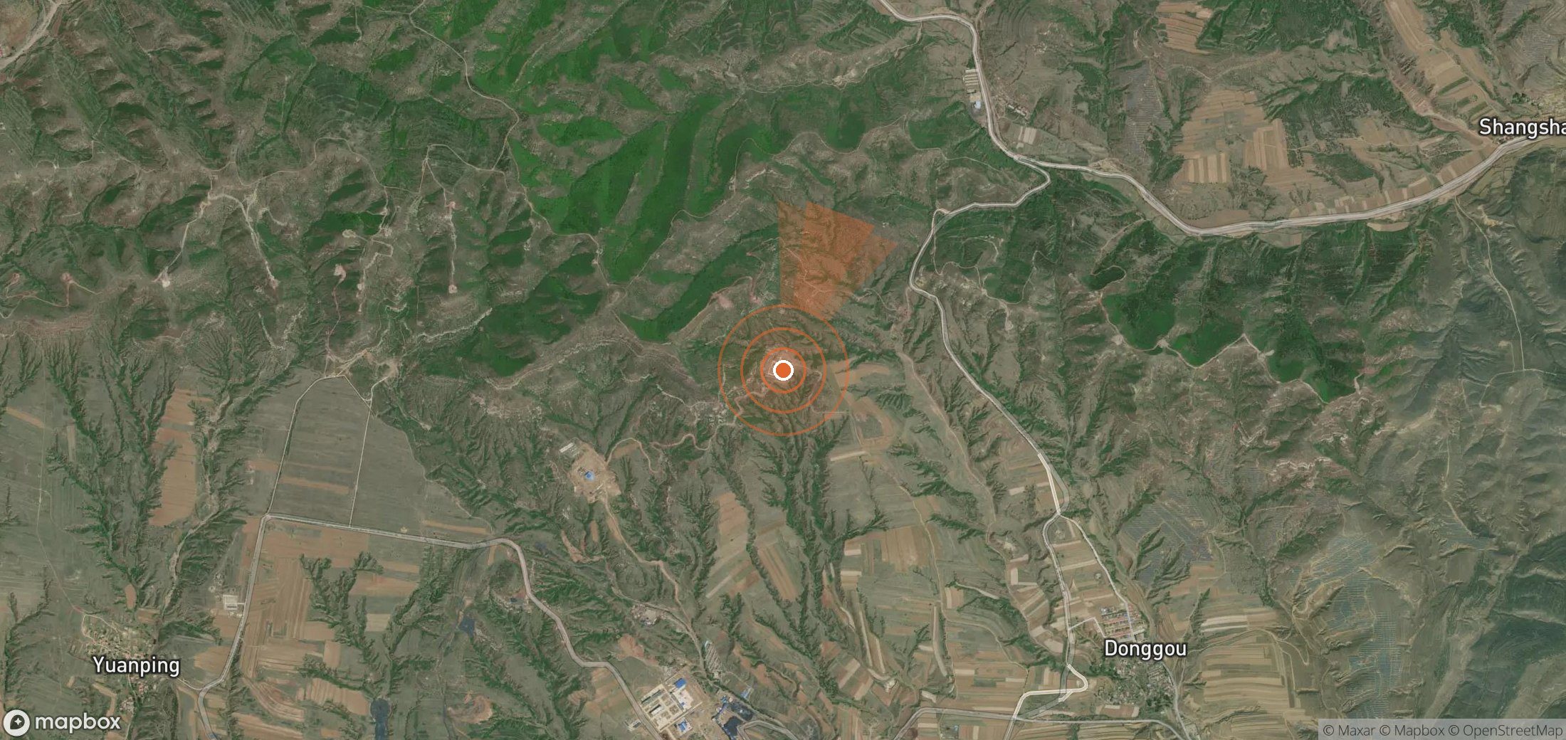 Satellite map of methane plume locations in China