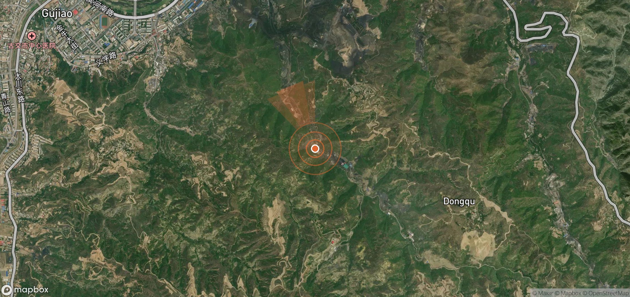 Satellite map of methane plume locations in China