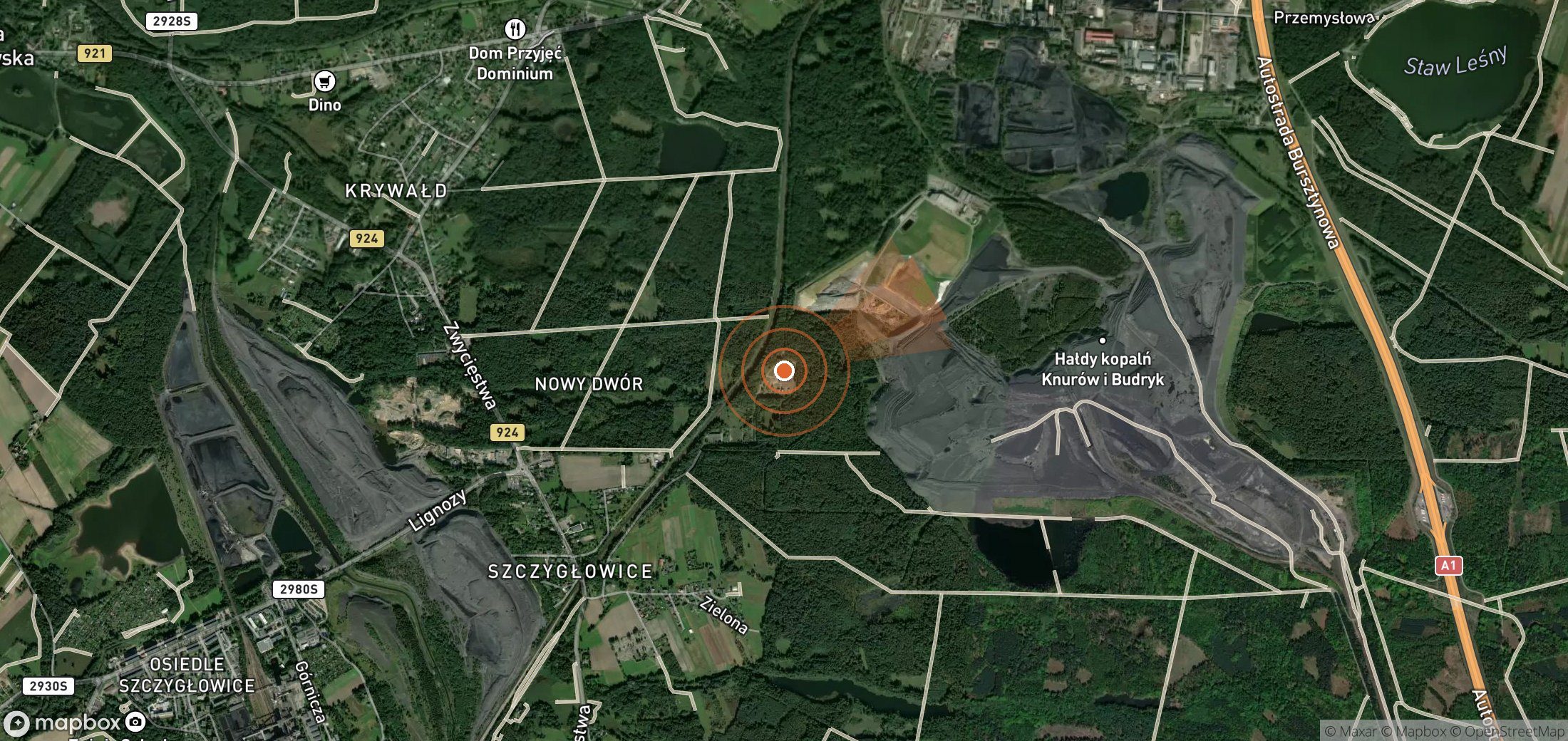 Mapa satelital de plumas de metano en Polonia