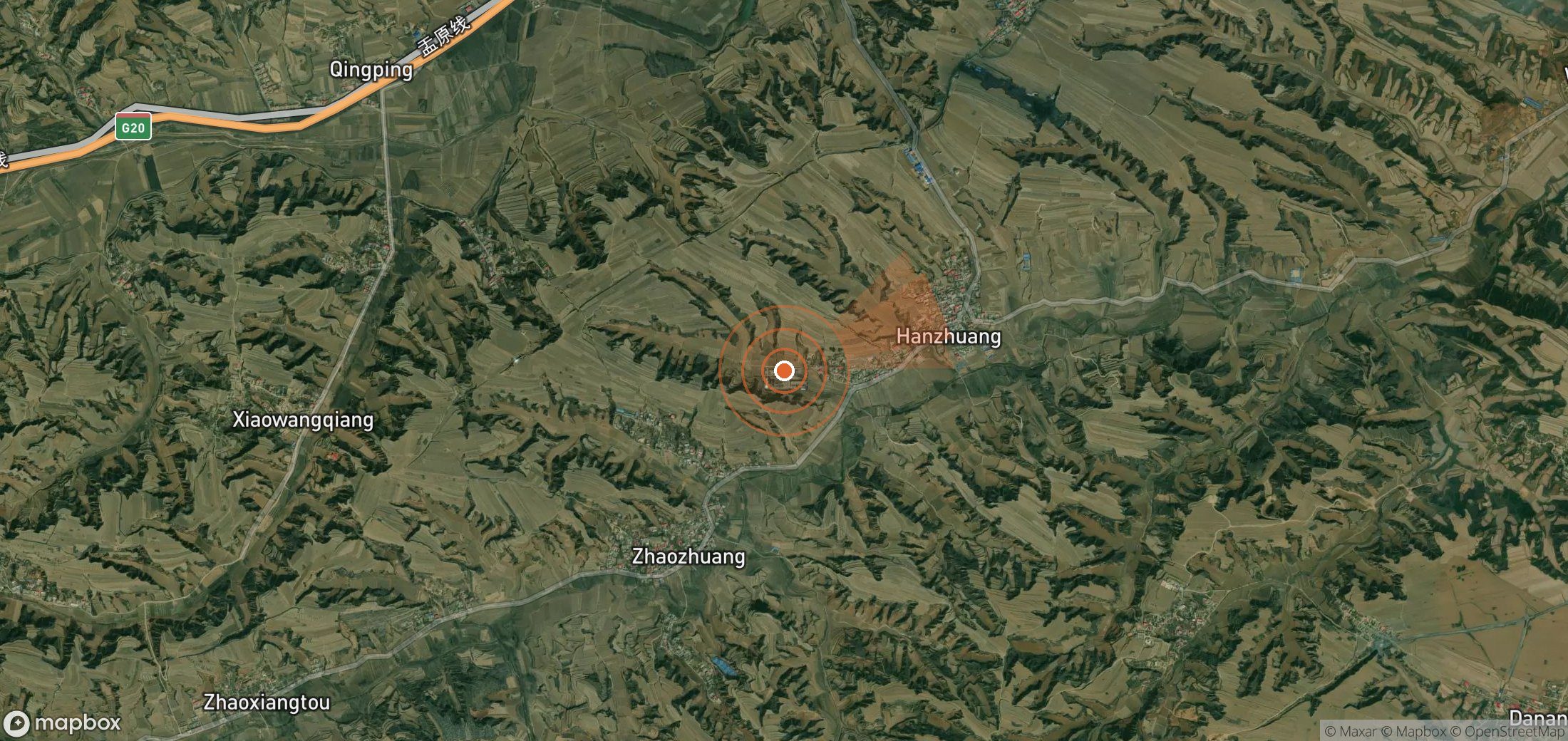 Mapa satelital de plumas de metano en China