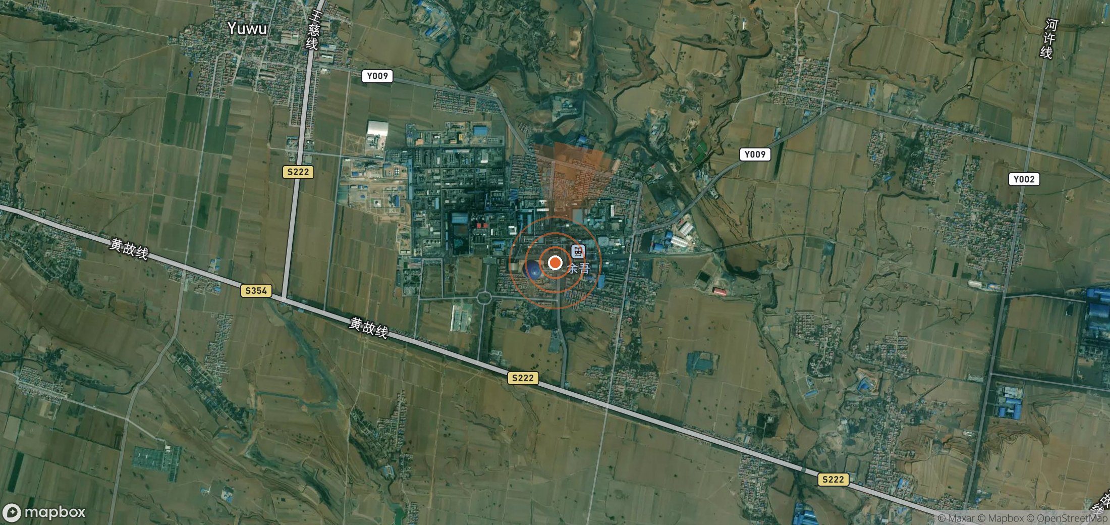 Satellite map of methane plume locations in China