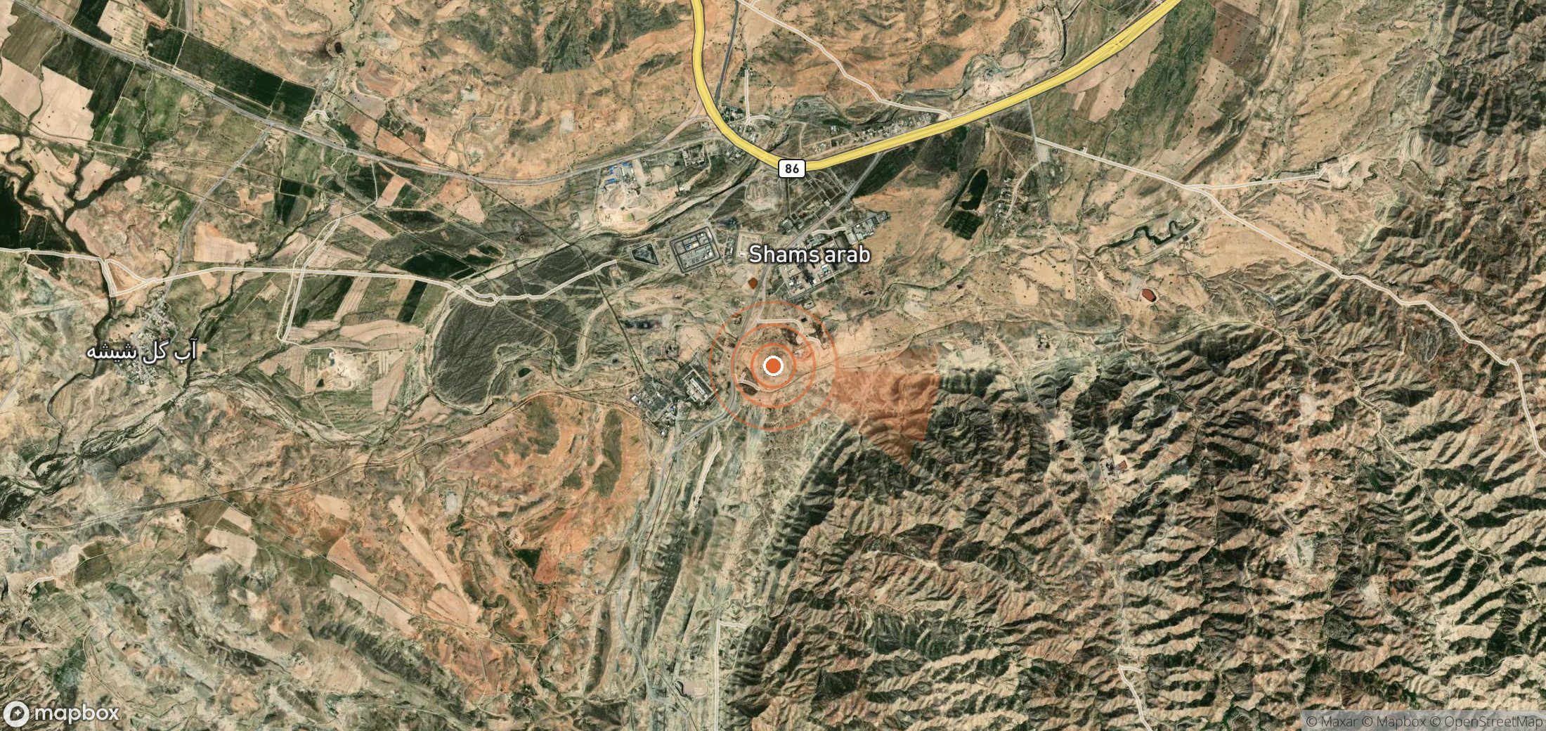 Satellite map of methane plume locations in Iran