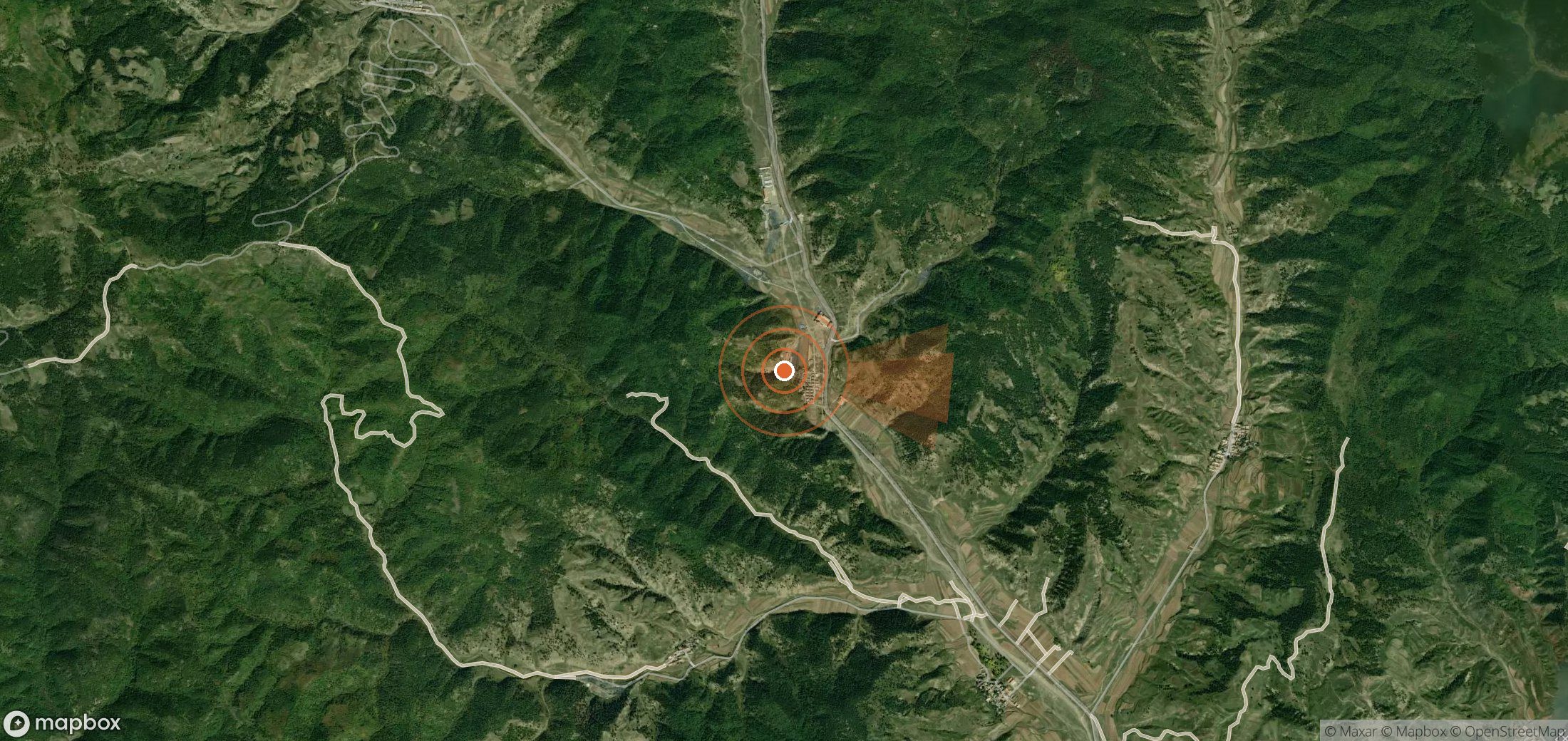 Satellite map of methane plume locations in China