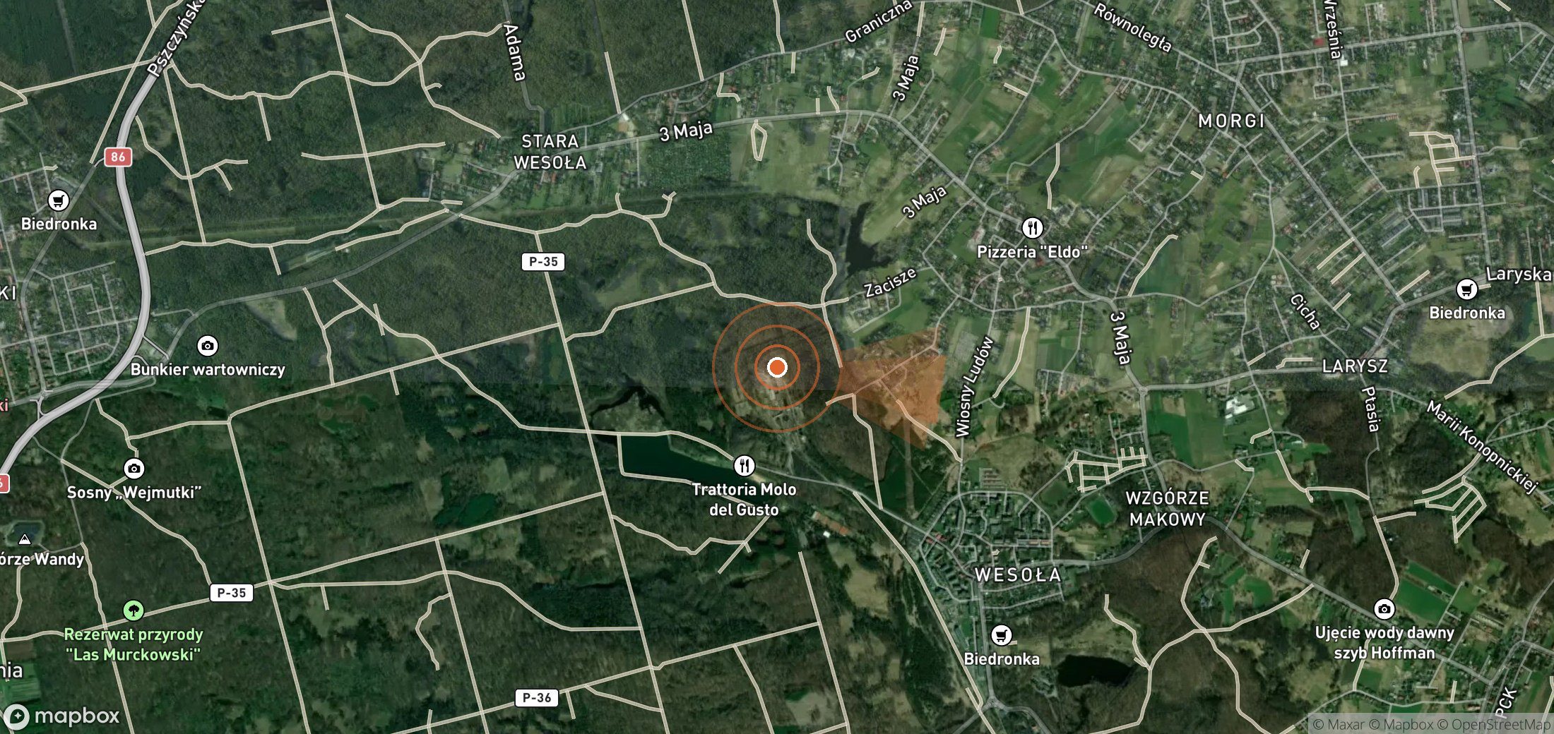 Satellite map of methane plume locations in Poland