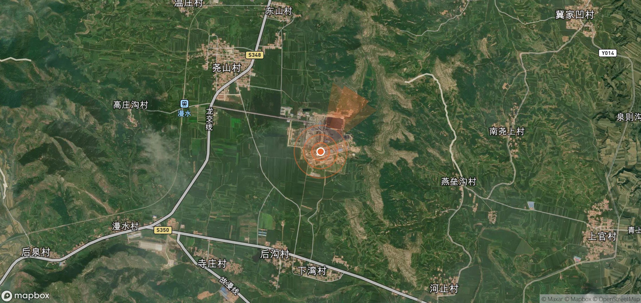 Satellite map of methane plume locations in China
