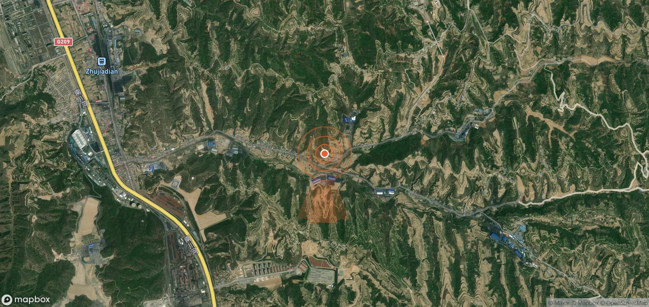 Satellite map of methane plume locations in China