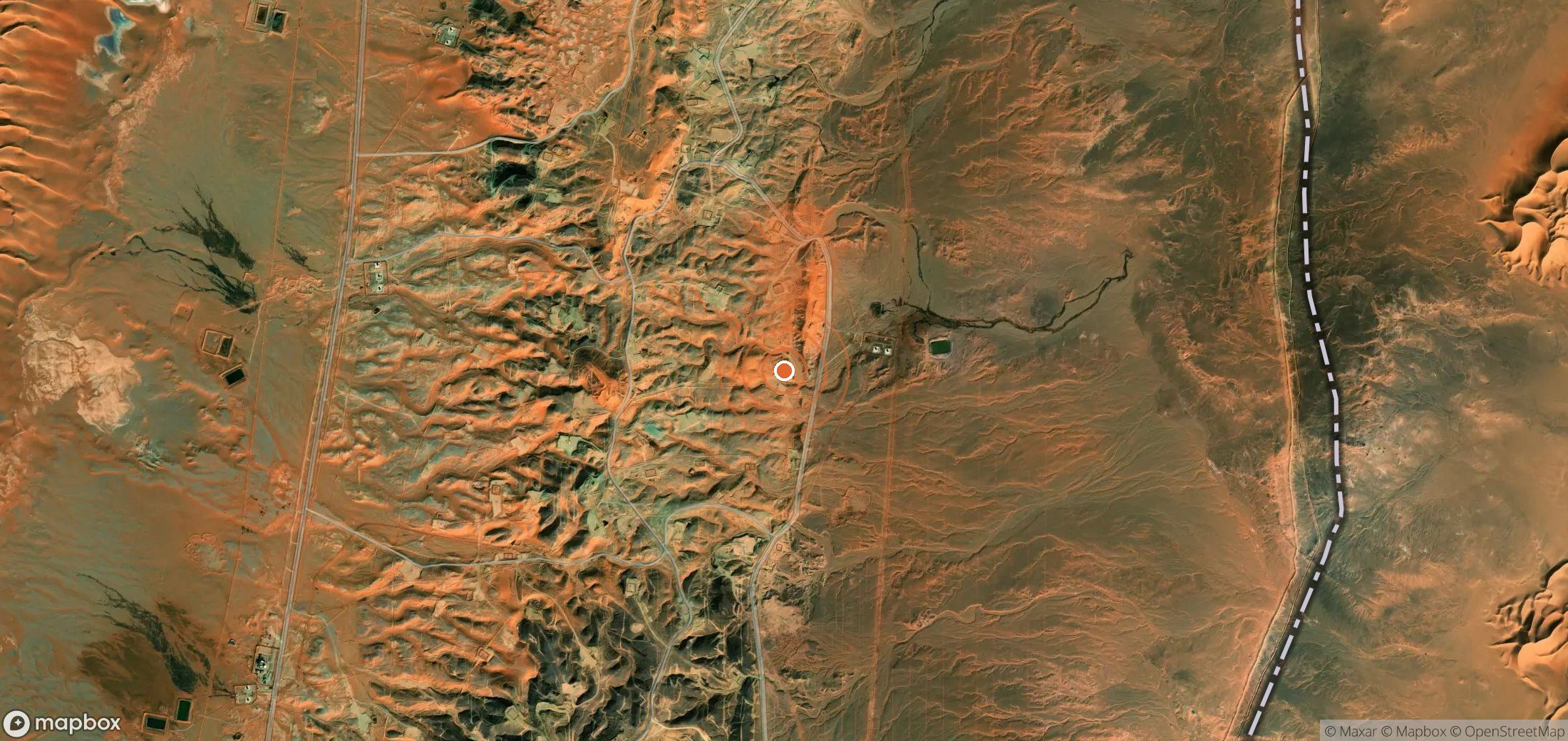 Satellite map of methane plume locations in Algeria