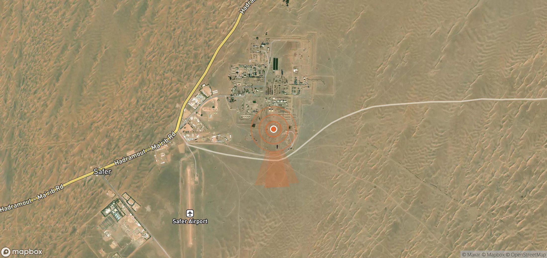 Satellite map of methane plume locations in Yemen