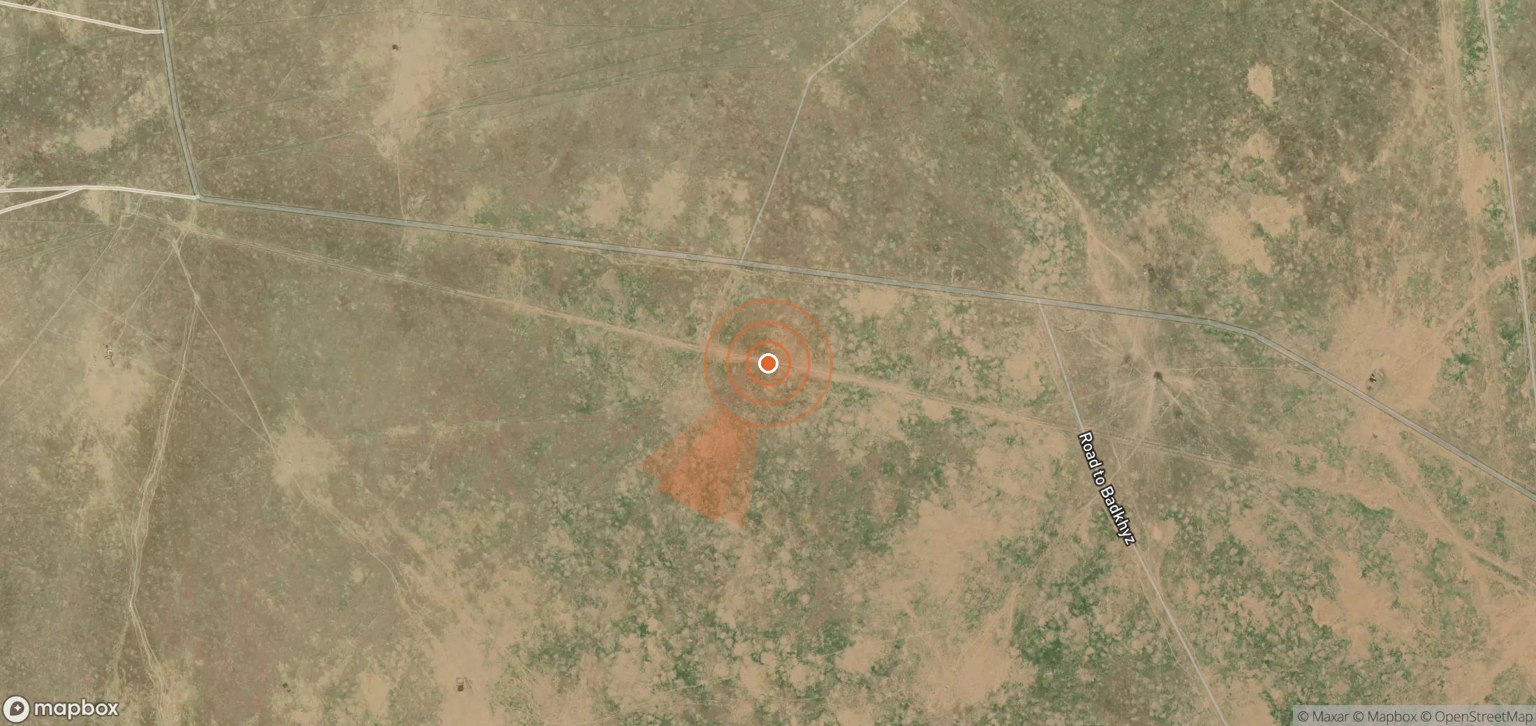 Satellite map of methane plume locations in Turkmenistan