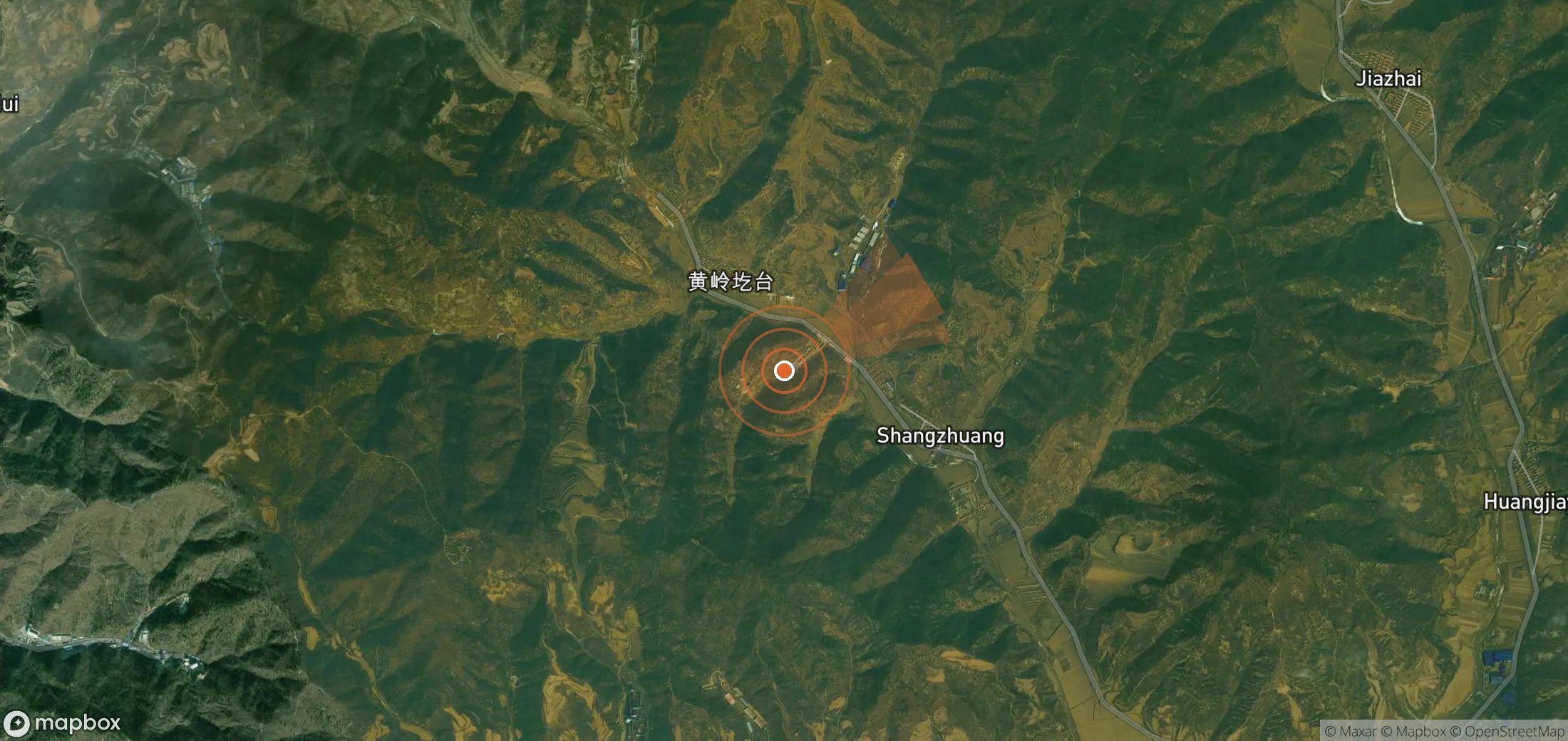 Satellite map of methane plume locations in China