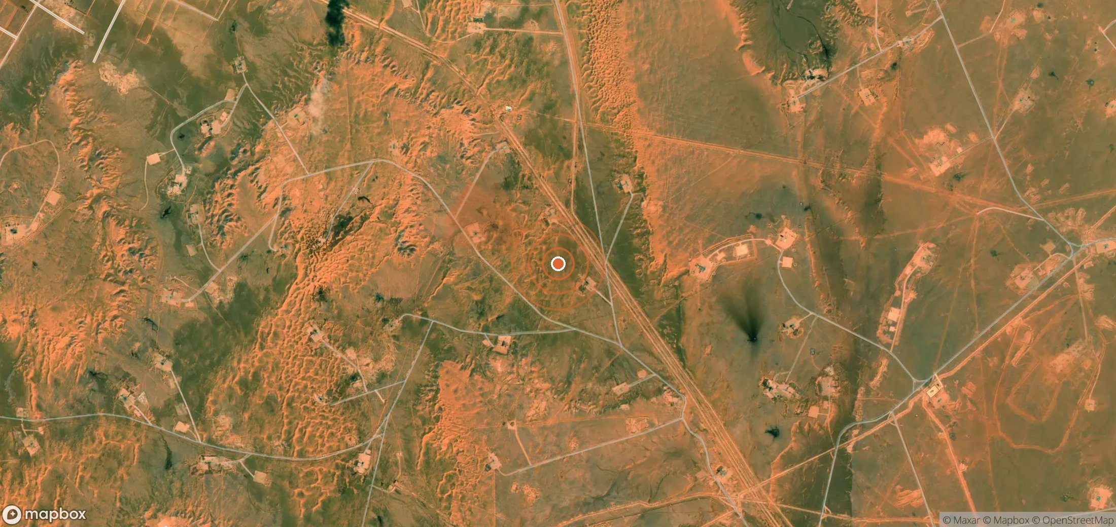 Satellite map of methane plume locations in Algeria
