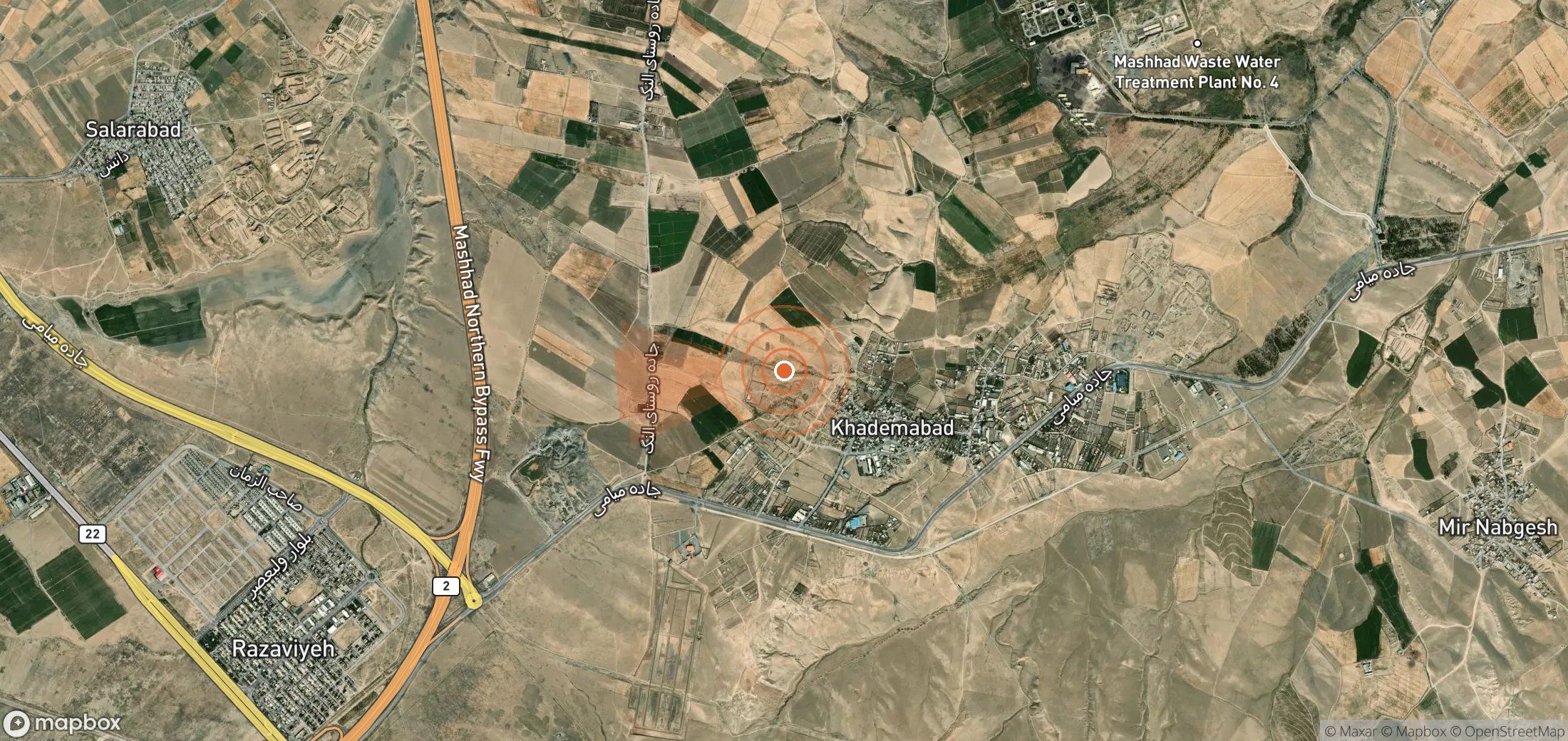 Satellite map of methane plume locations in Iran