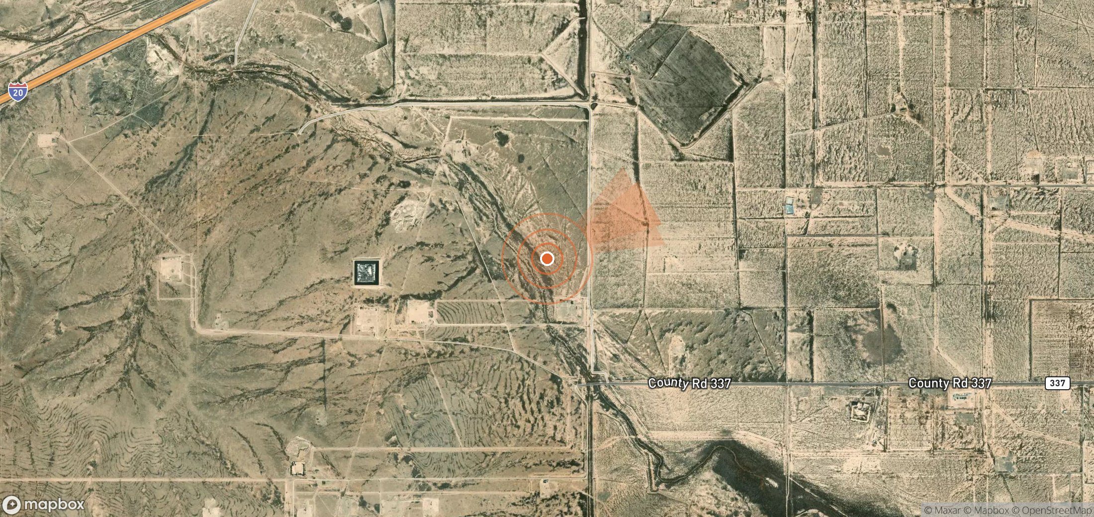Satellite map of methane plume locations in United States