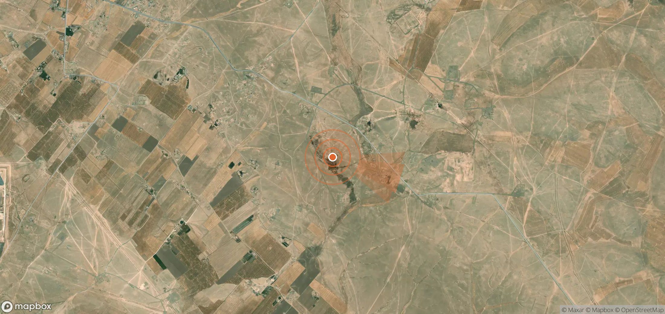 Mapa satelital de plumas de metano en Siria