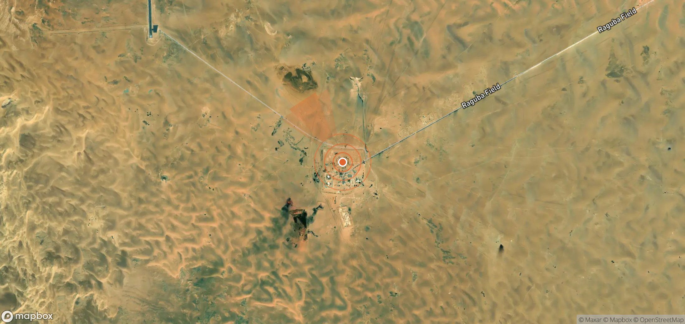Mapa satelital de plumas de metano en Libia