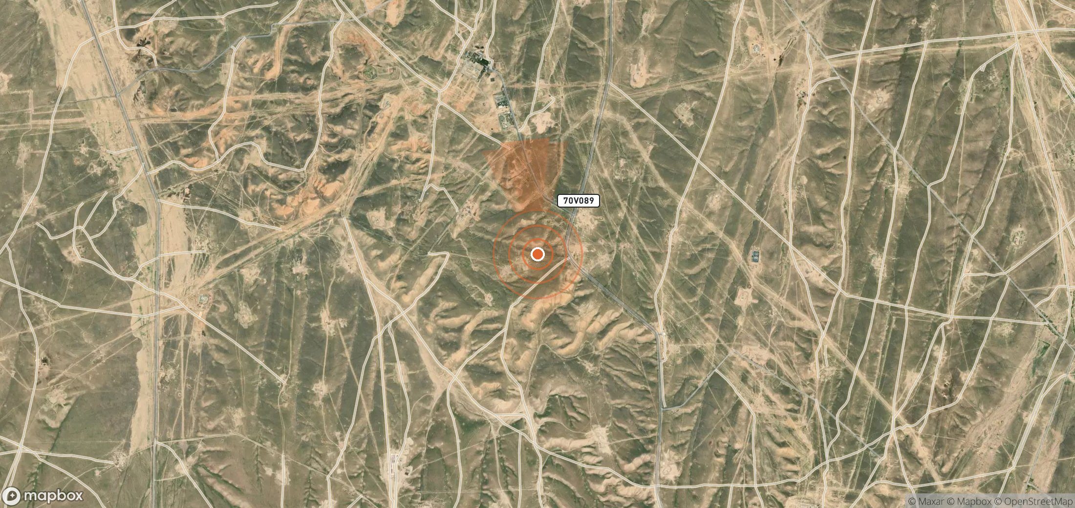 Satellite map of methane plume locations in Uzbekistan