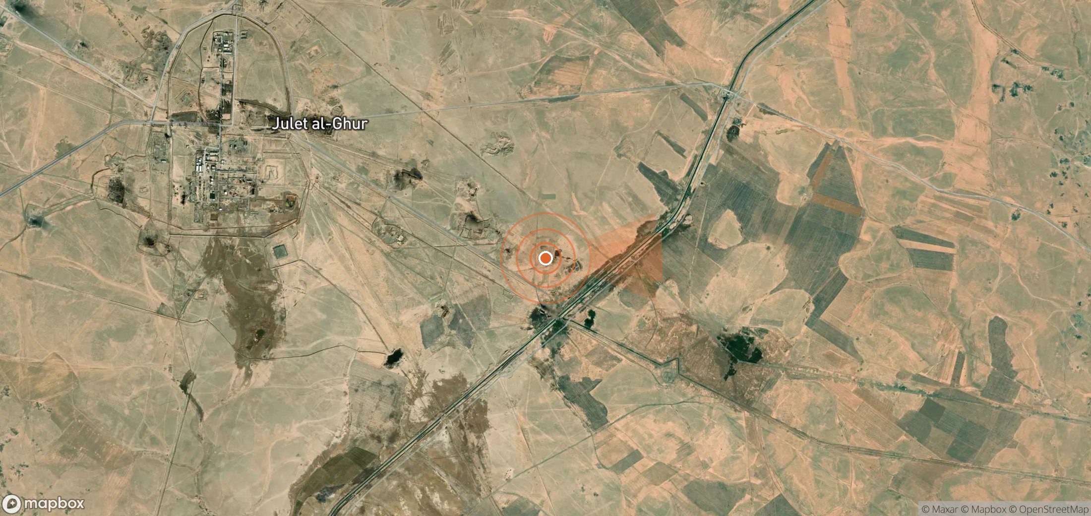 Satellite map of methane plume locations in Syria