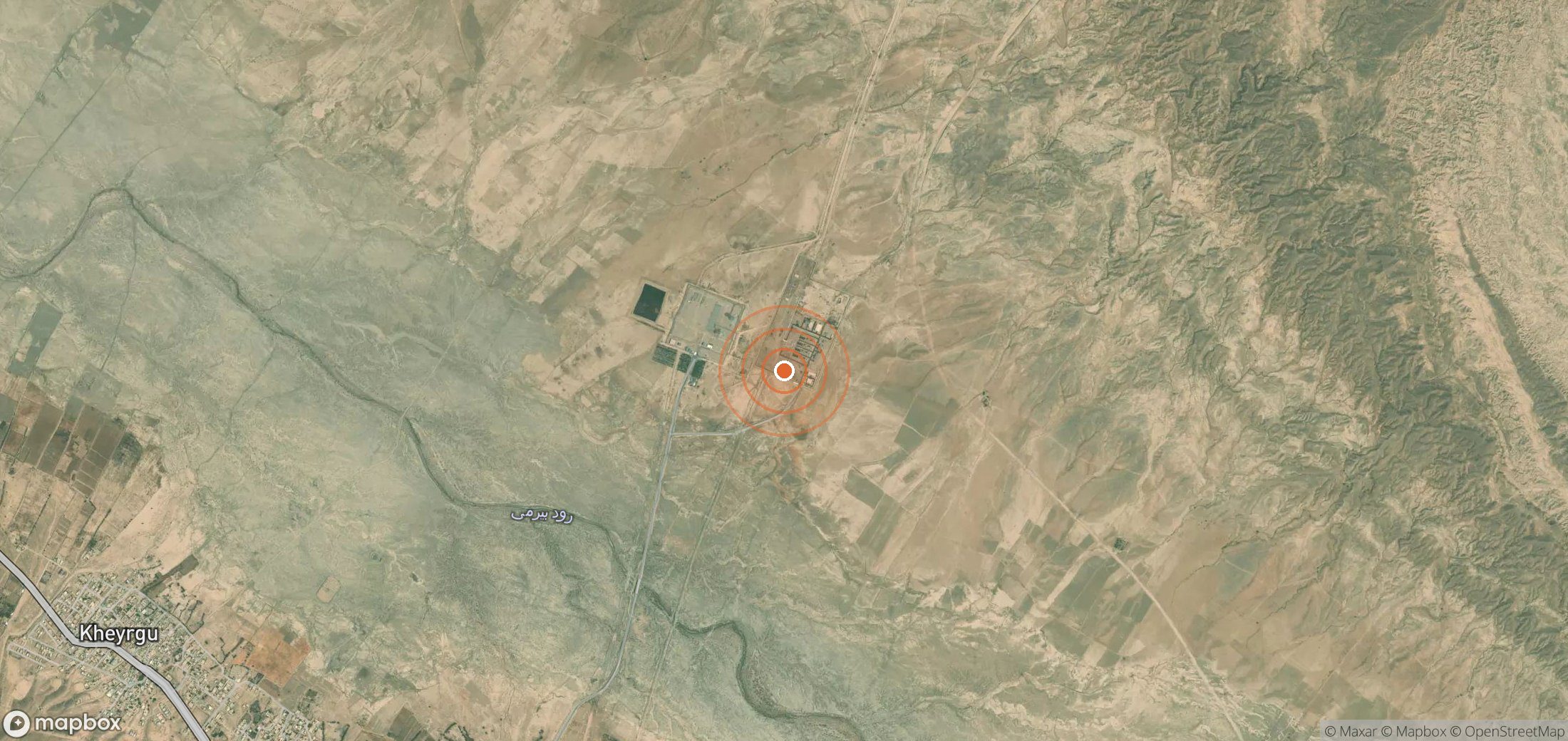 Mapa satelital de plumas de metano en Irán