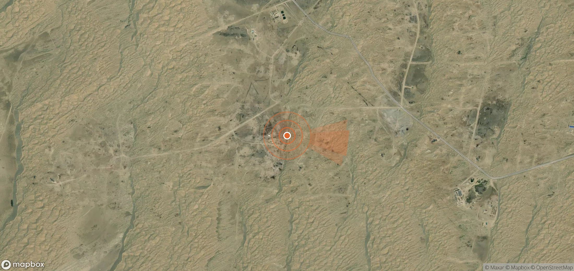 Mapa satelital de plumas de metano en Turkmenistán