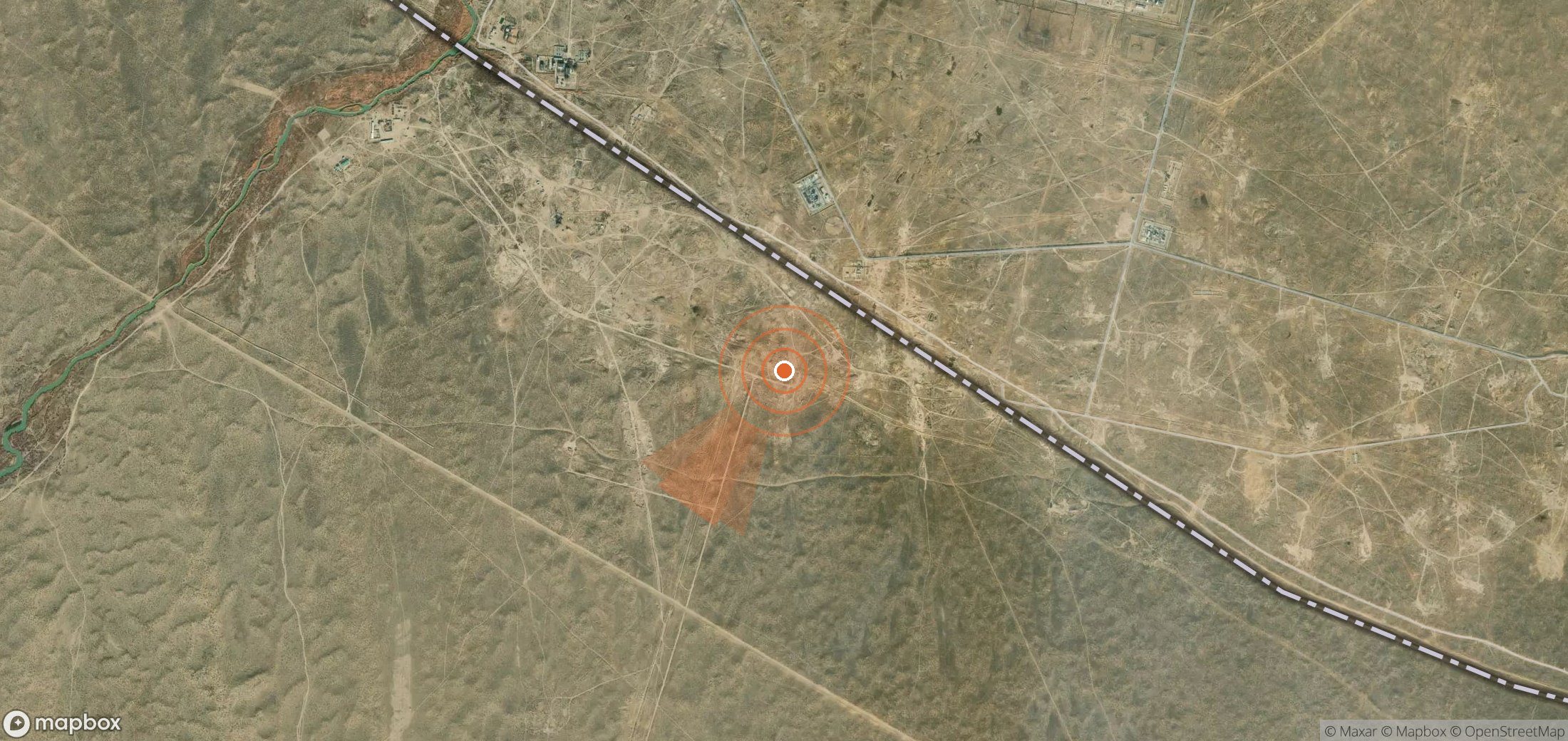 Satellite map of methane plume locations in Turkmenistan