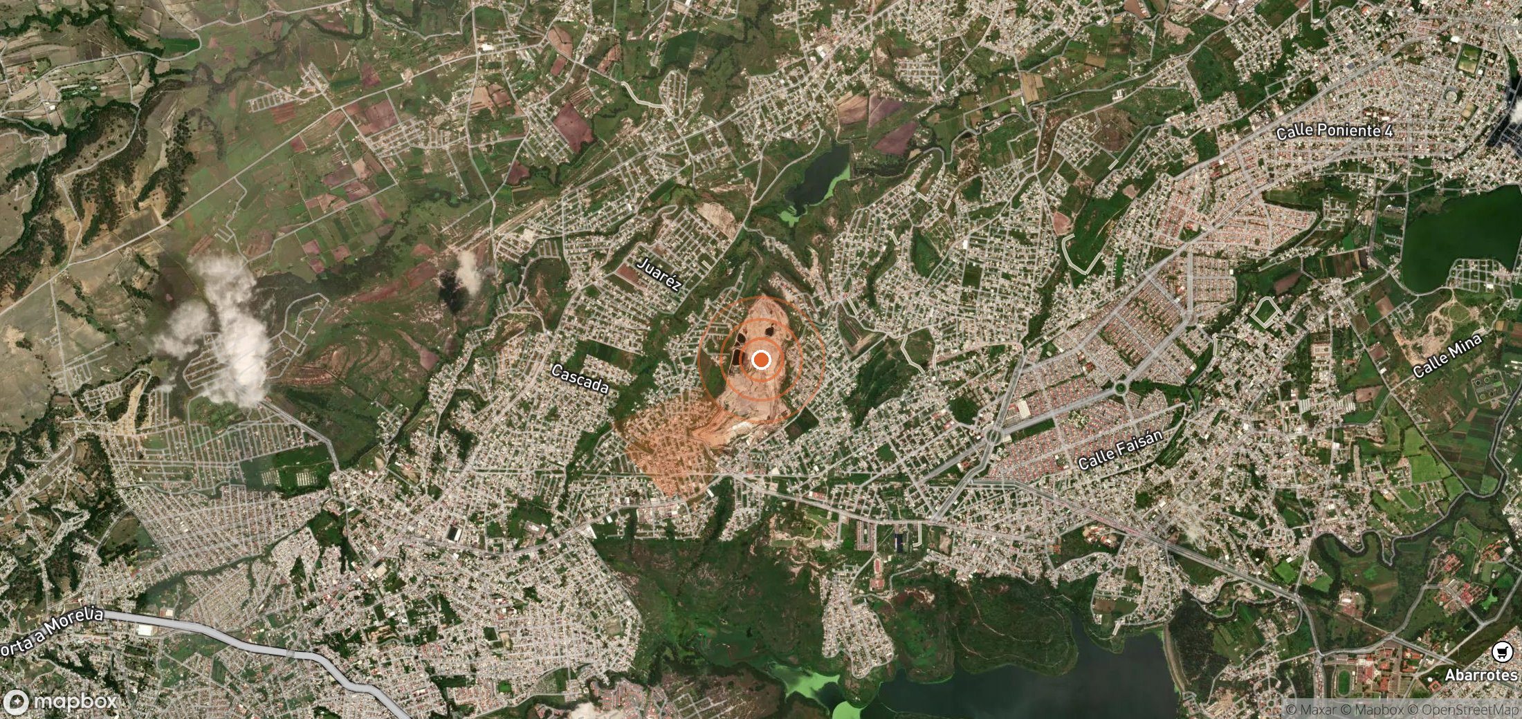 Satellite map of methane plume locations in Mexico