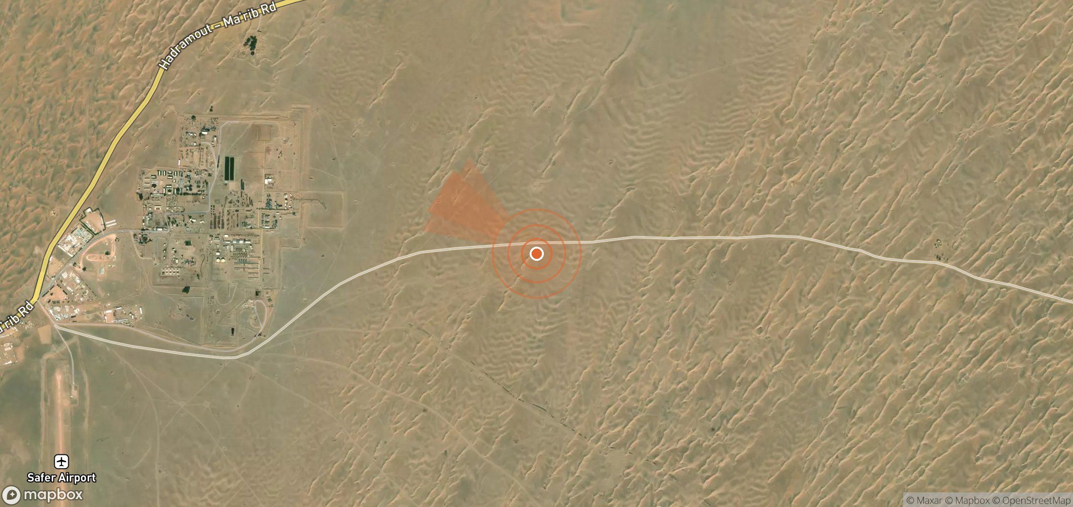 Mapa satelital de plumas de metano en Yemen