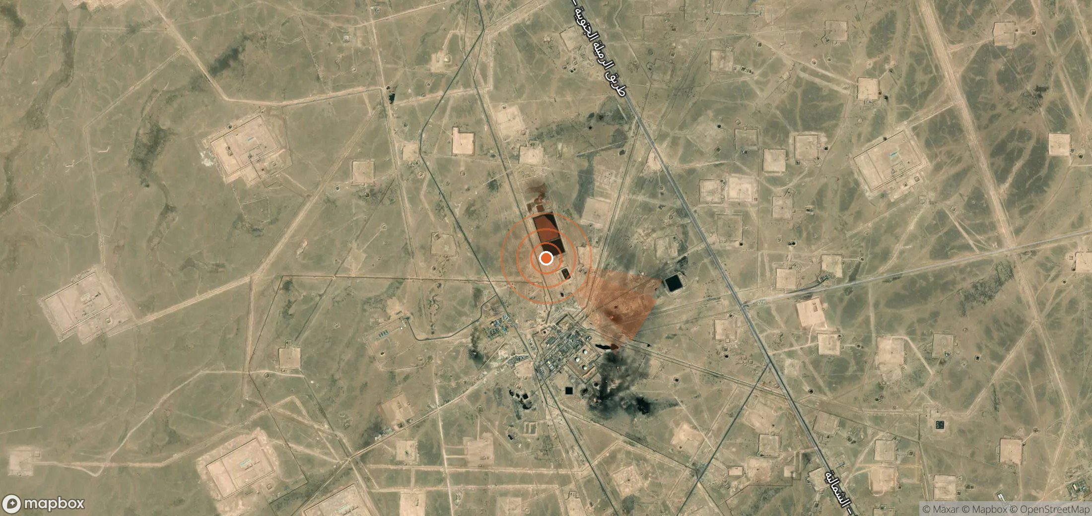 Satellite map of methane plume locations in Iraq