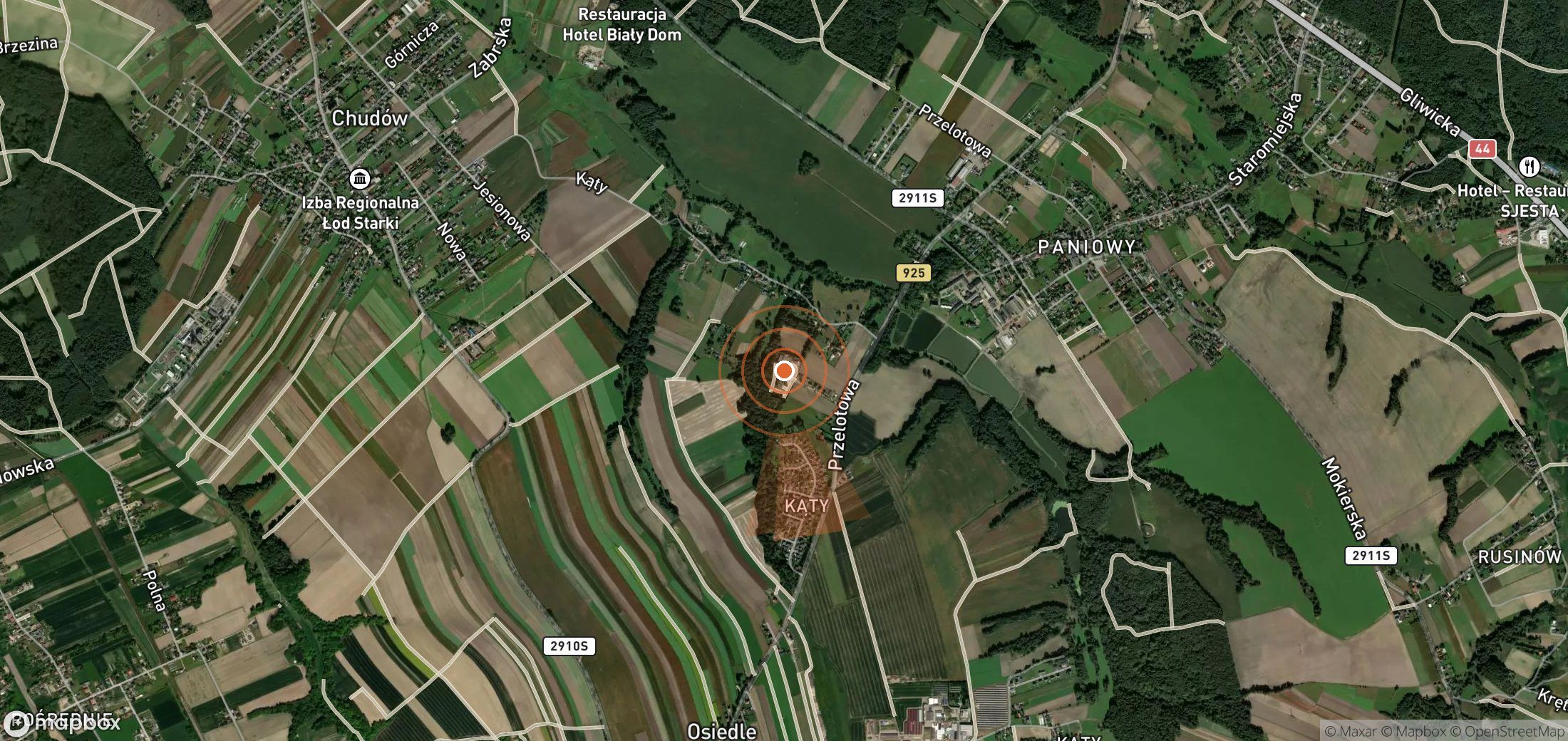 Satellite map of methane plume locations in Poland