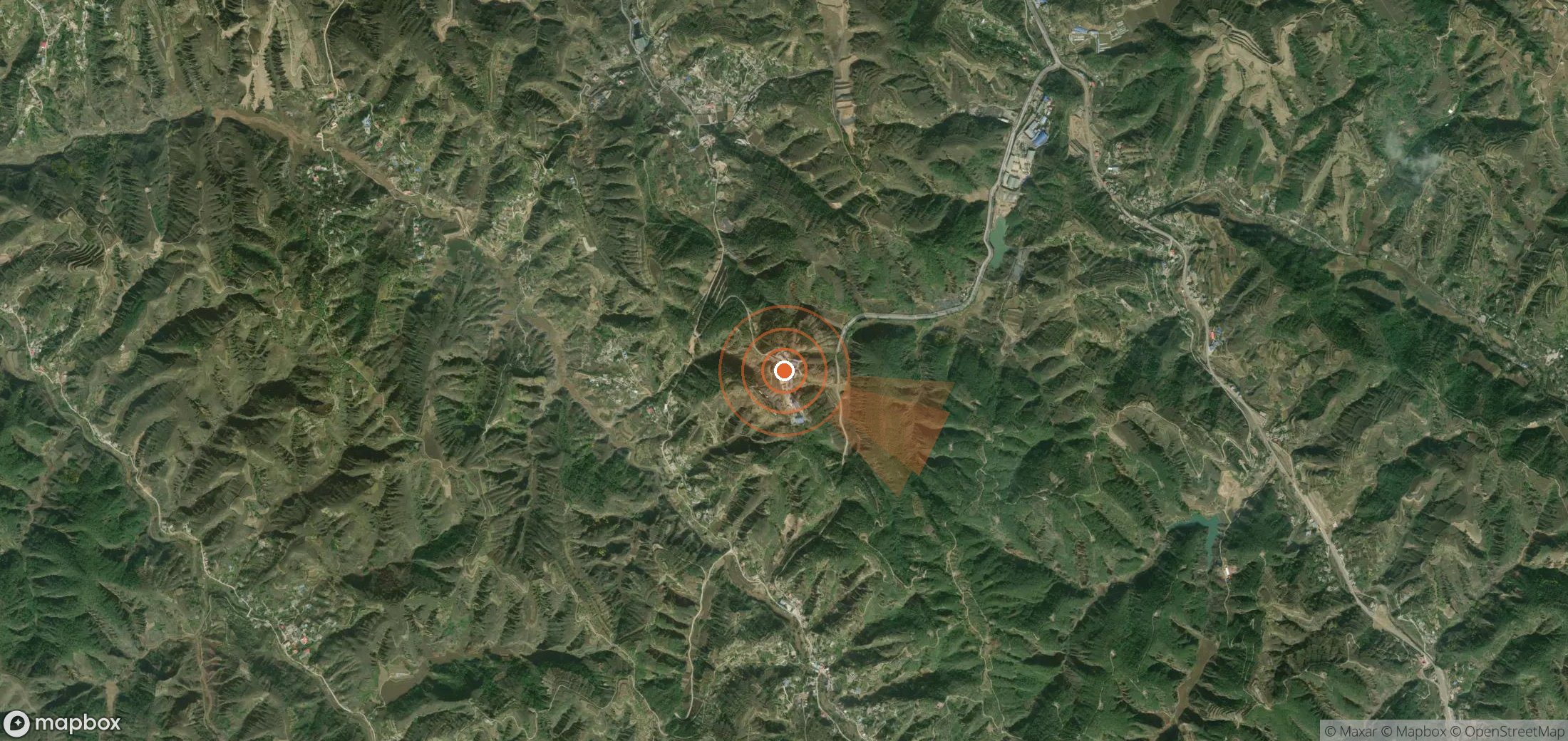 Mapa satelital de plumas de metano en China