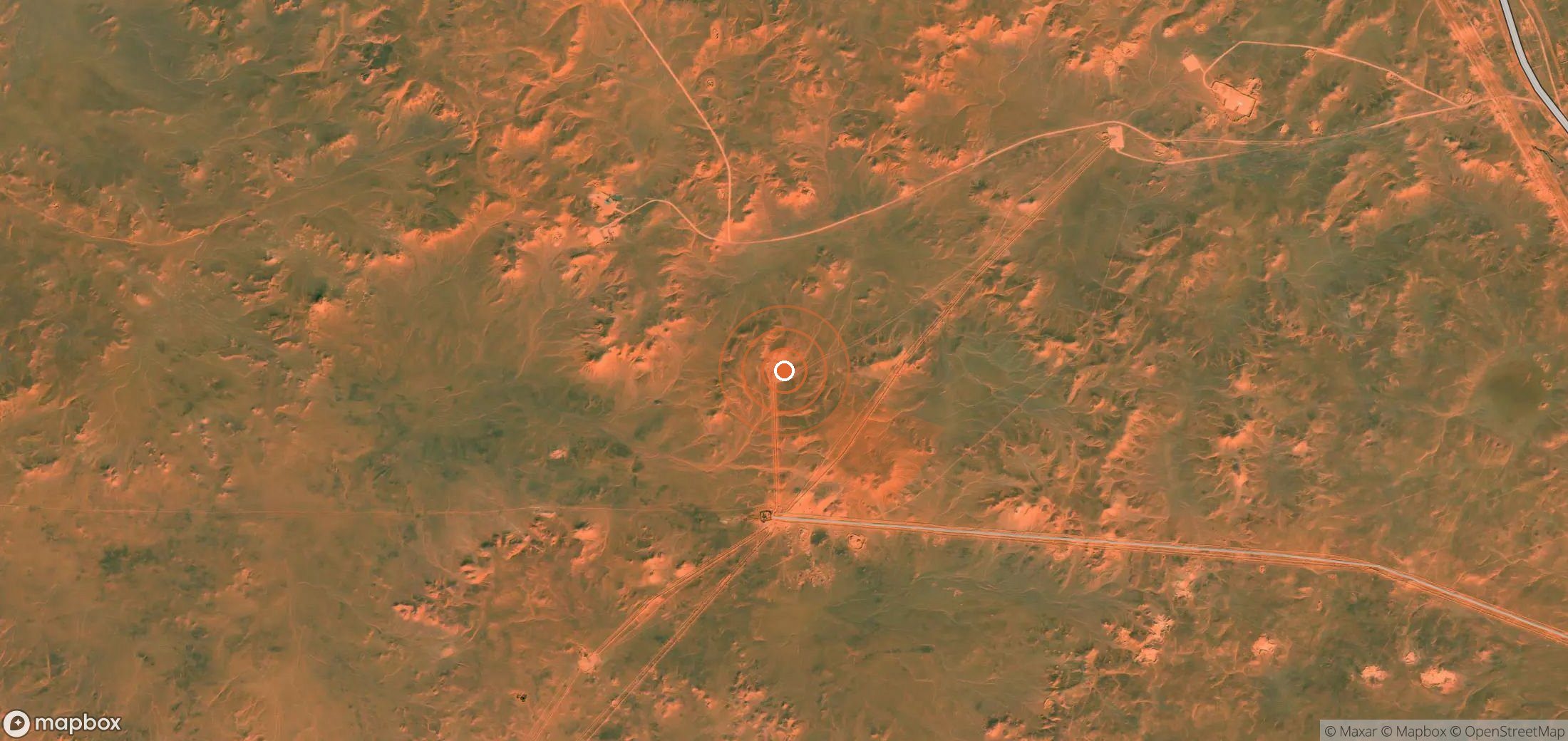 Satellite map of methane plume locations in Algeria