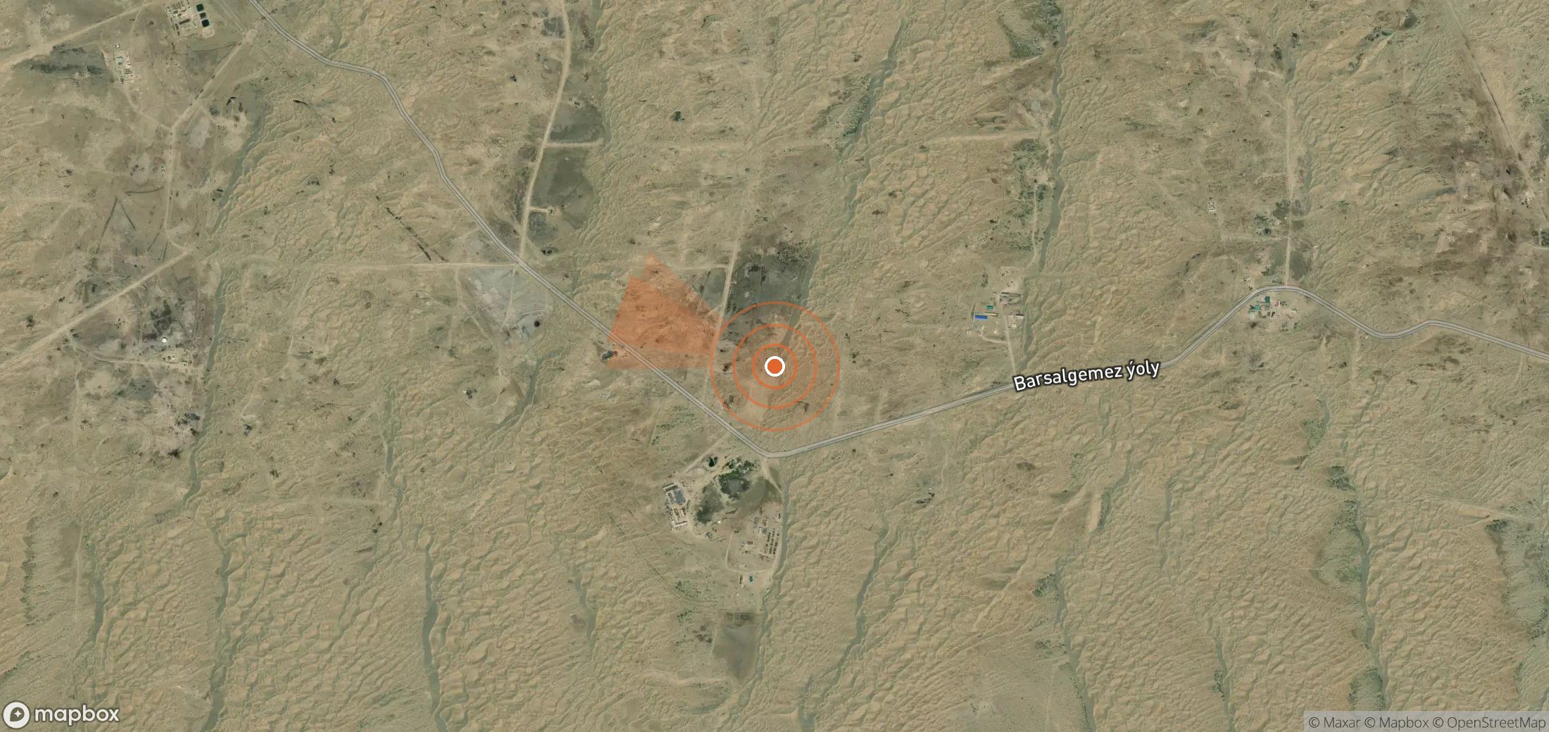 Satellite map of methane plume locations in Turkmenistan