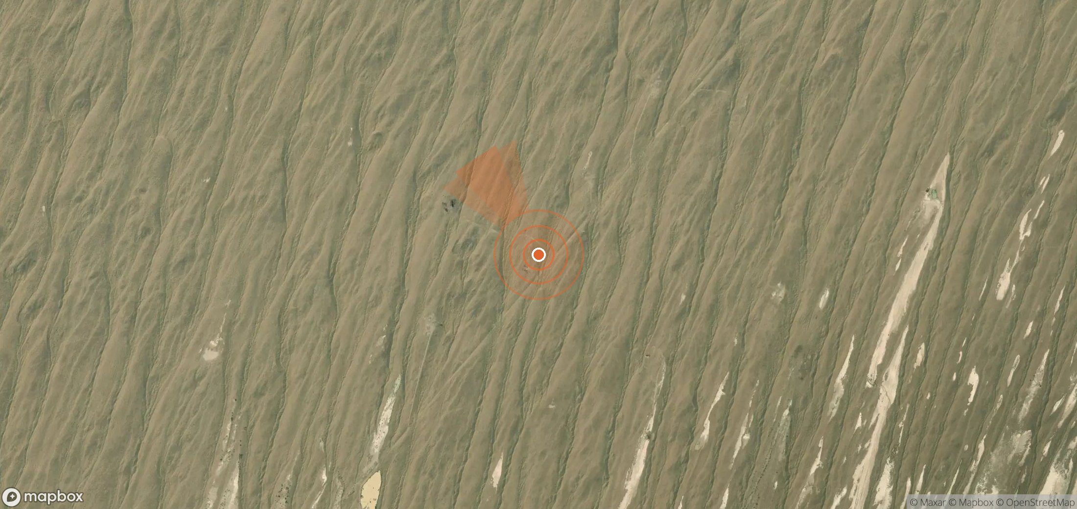 Satellite map of methane plume locations in Turkmenistan