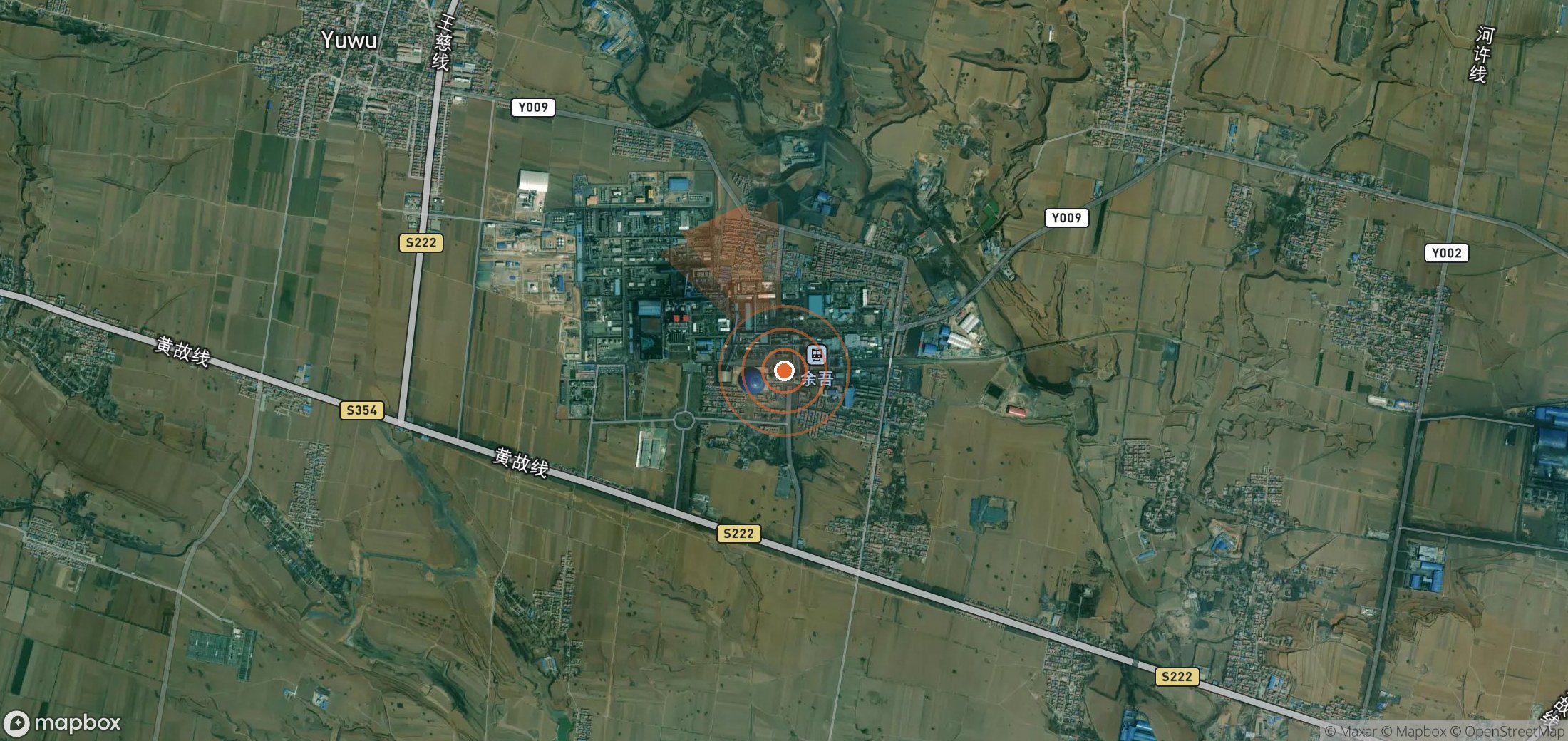 Satellite map of methane plume locations in China