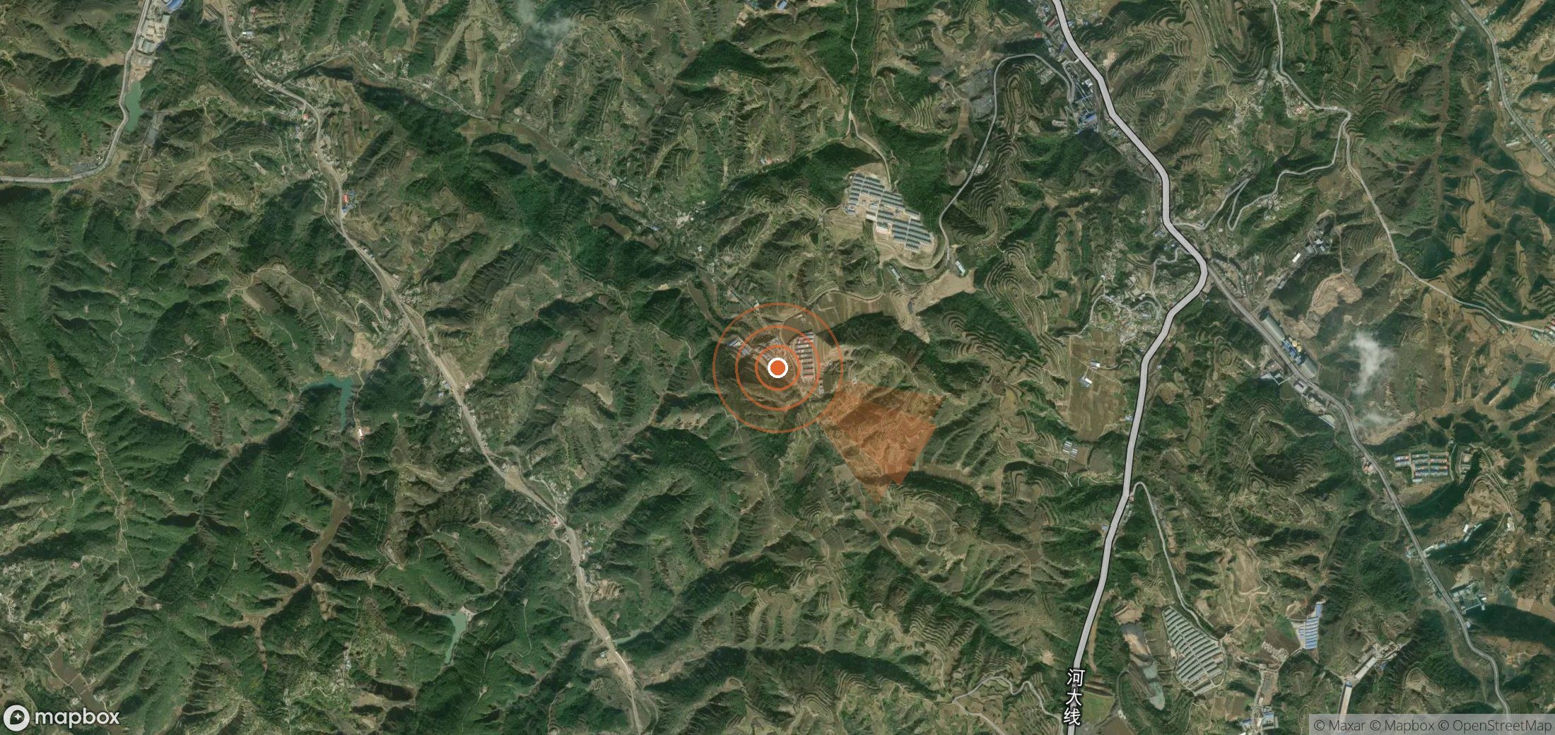 Mapa satelital de plumas de metano en China