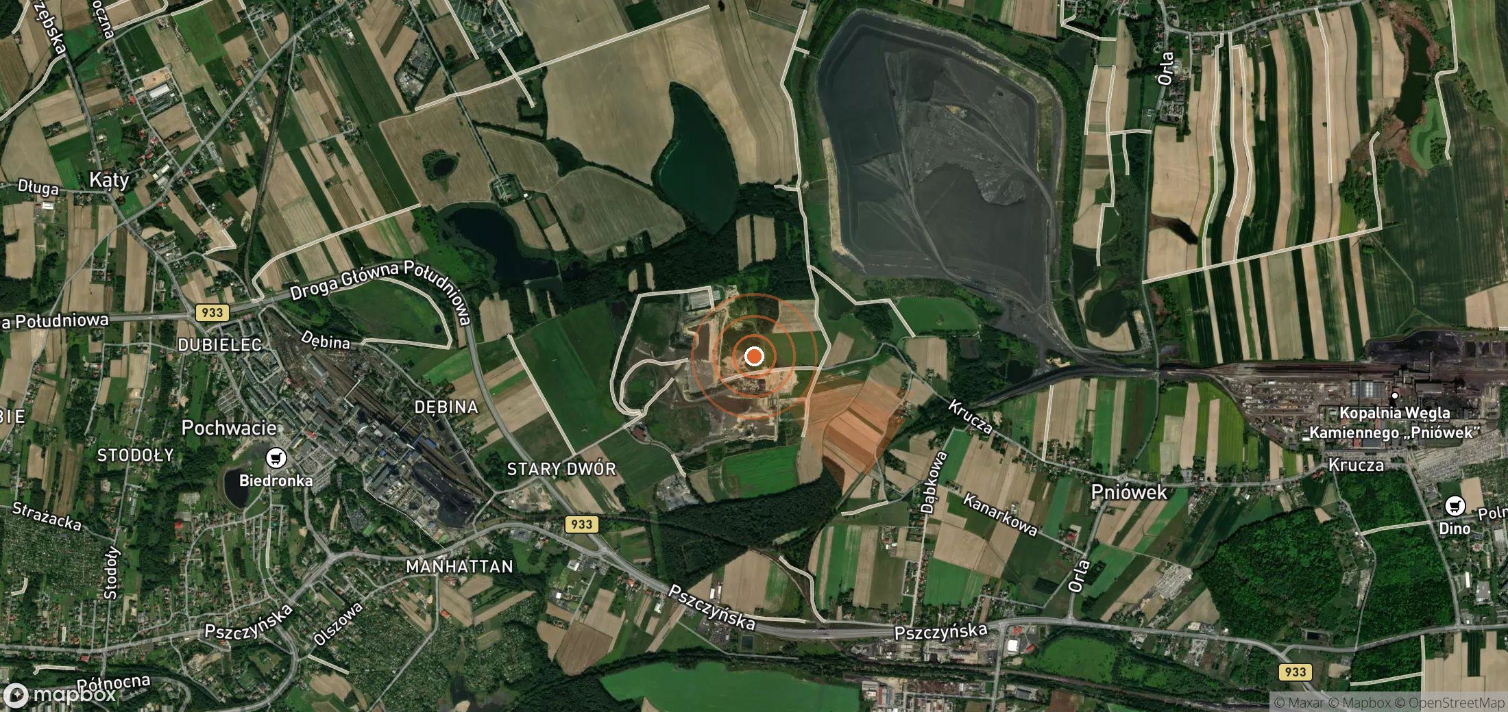 Satellite map of methane plume locations in Poland