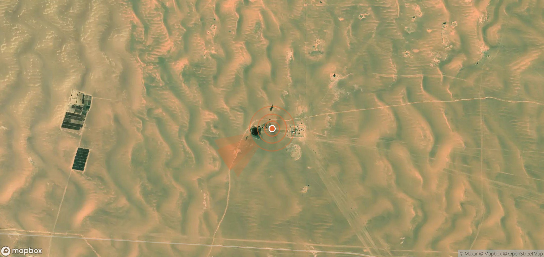 Satellite map of methane plume locations in Libya