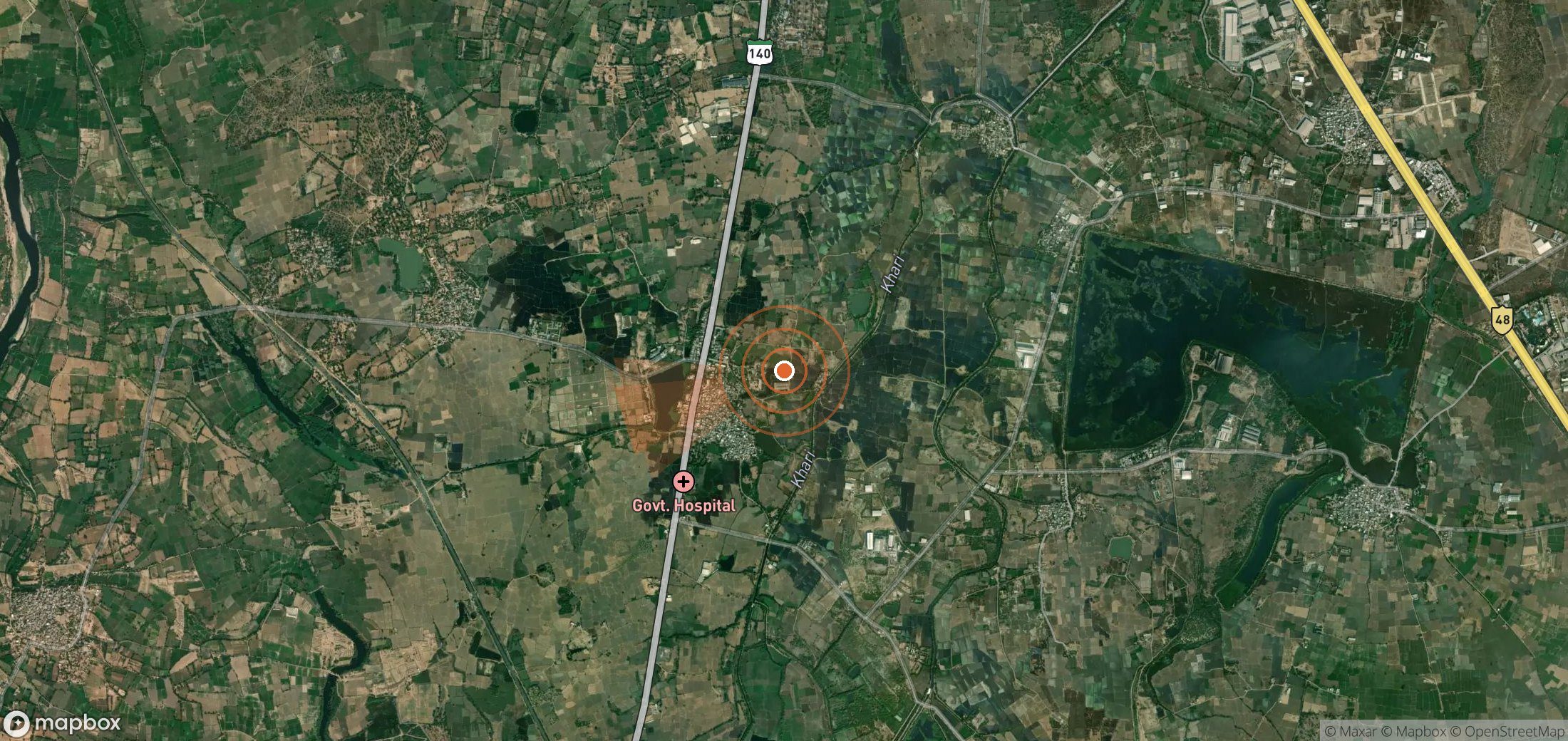 Mapa satelital de plumas de metano en India