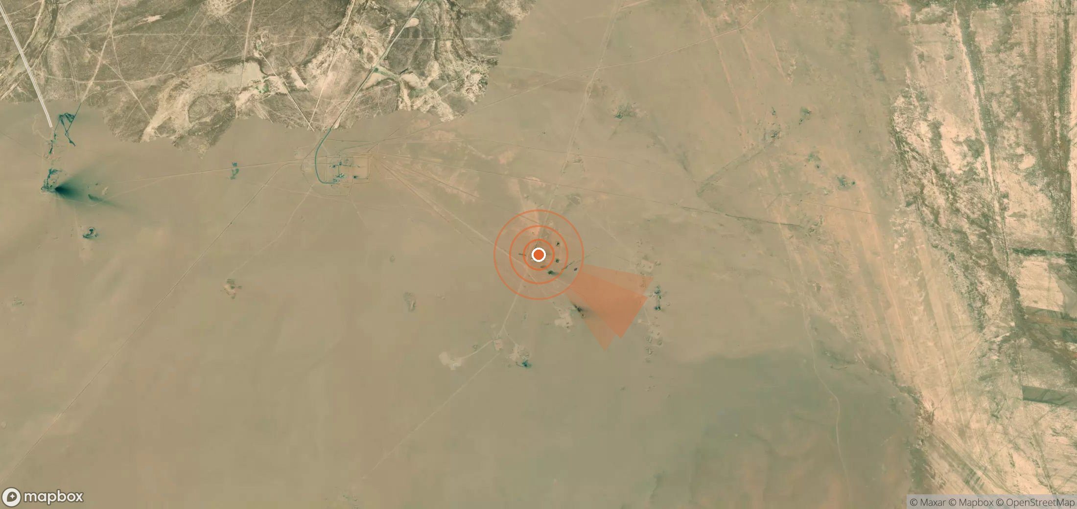 Mapa satelital de plumas de metano en Siria