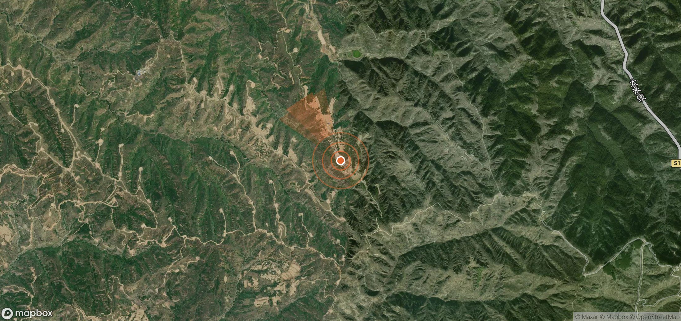 Satellite map of methane plume locations in China