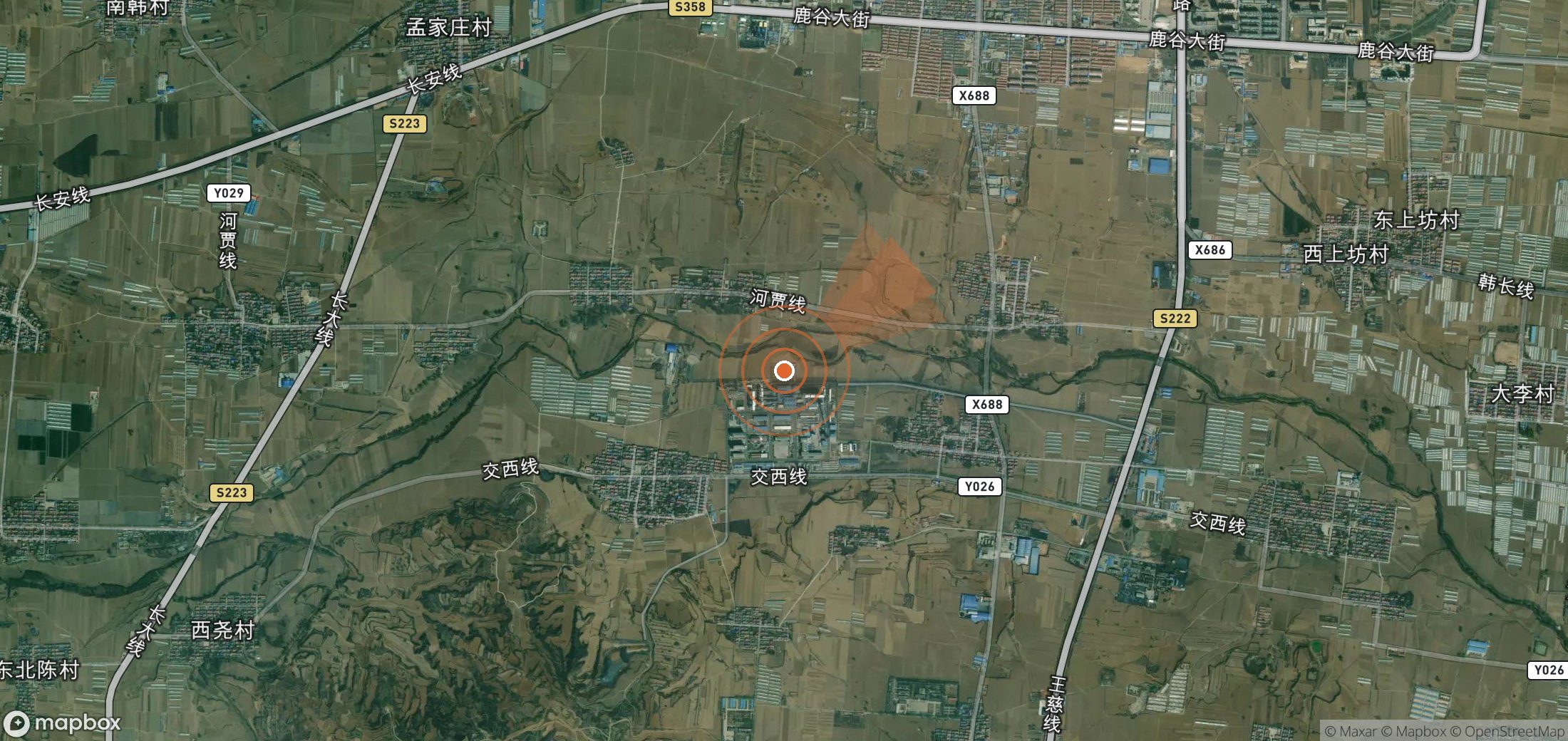 Satellite map of methane plume locations in China