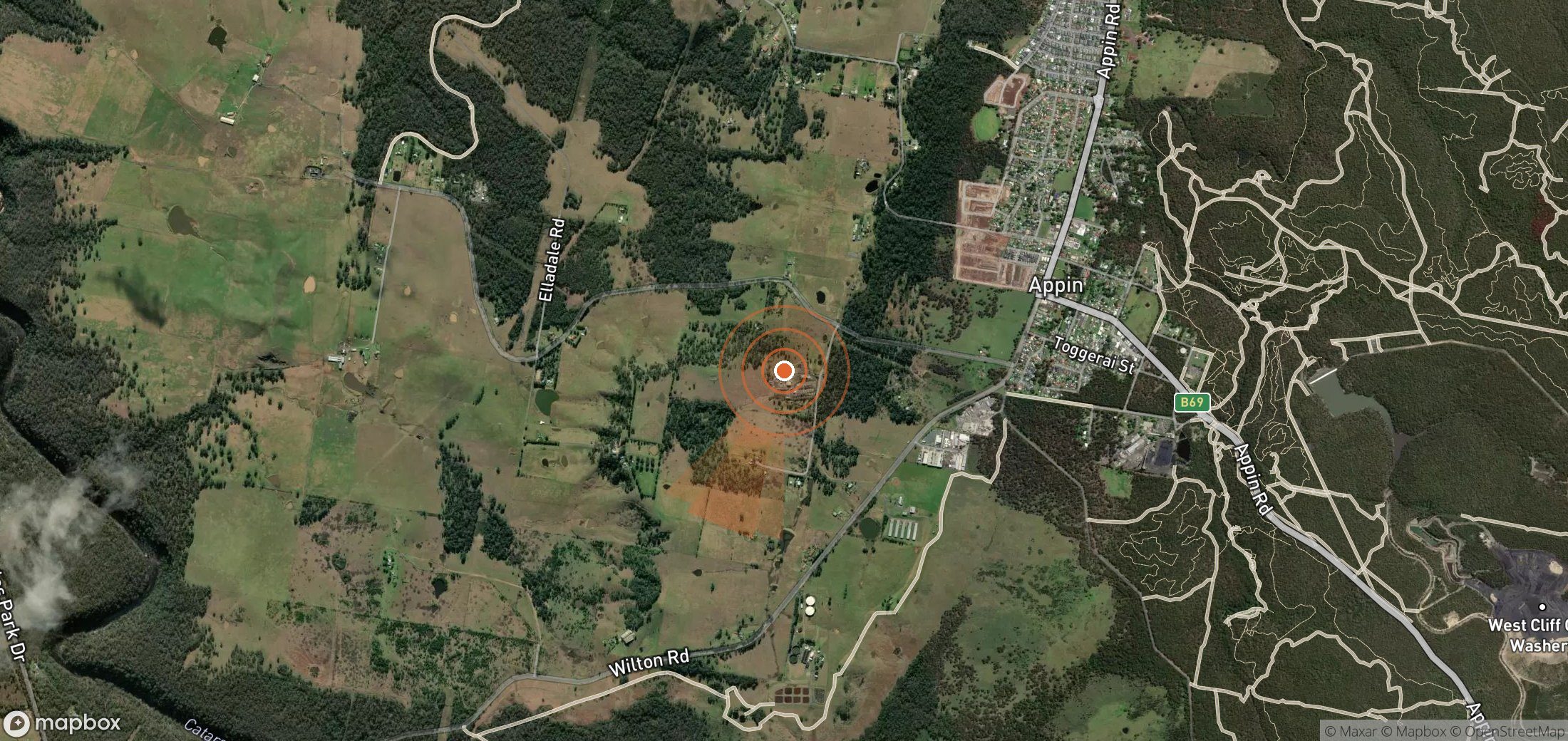 Satellite map of methane plume locations in Australia