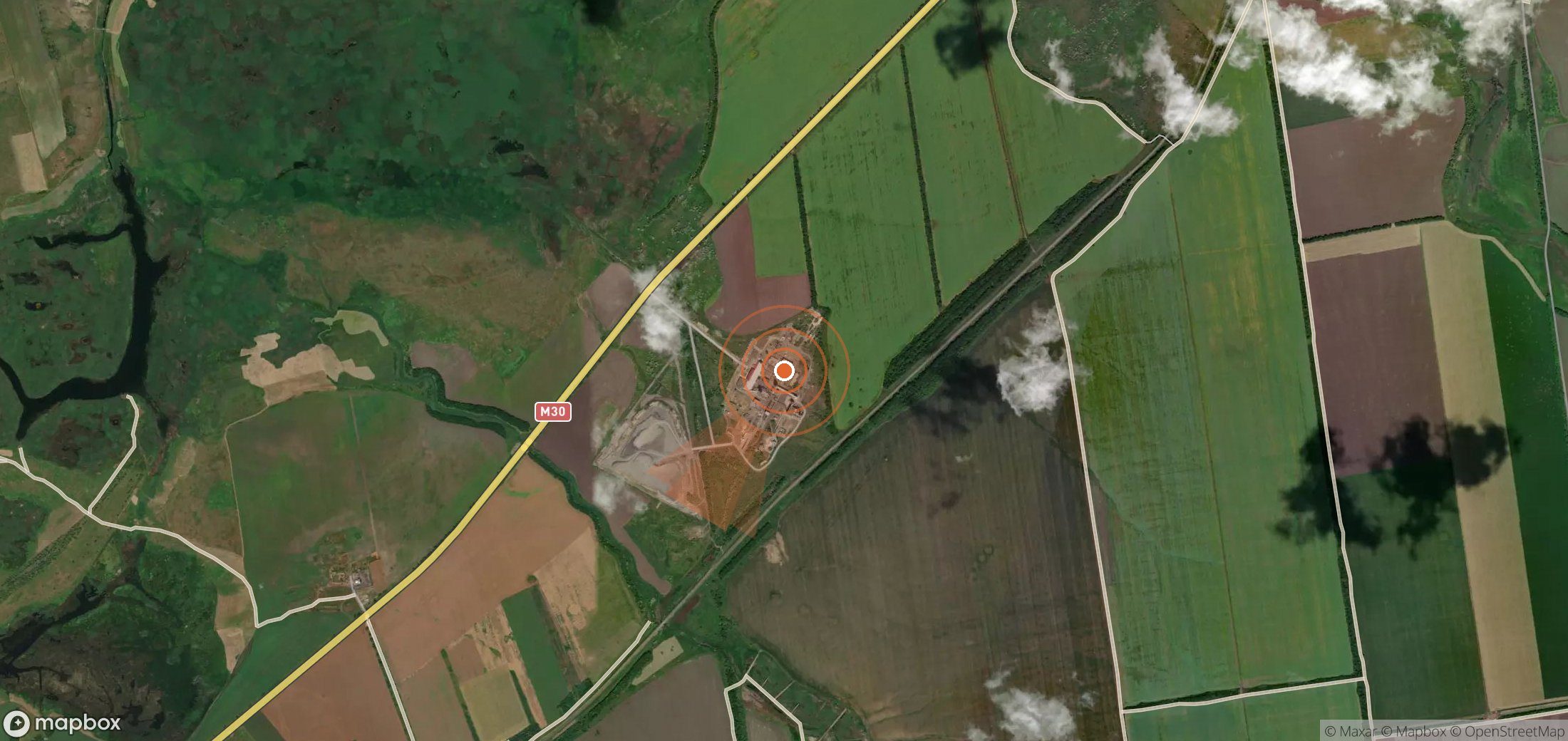 Satellite map of methane plume locations in Ukraine
