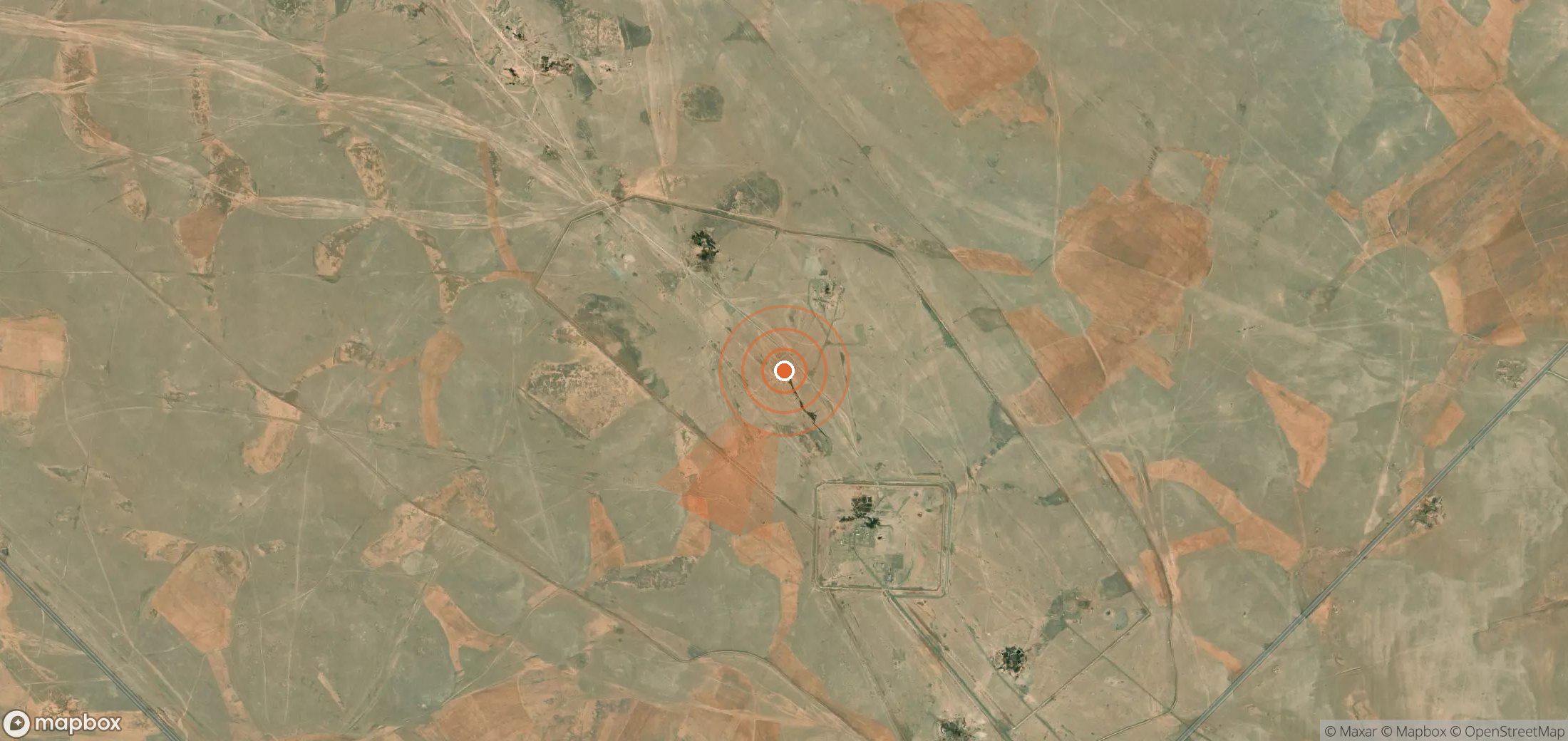 Satellite map of methane plume locations in Syria