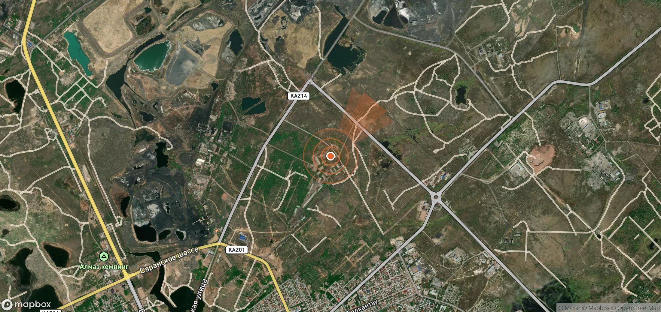Satellite map of methane plume locations in Kazakhstan