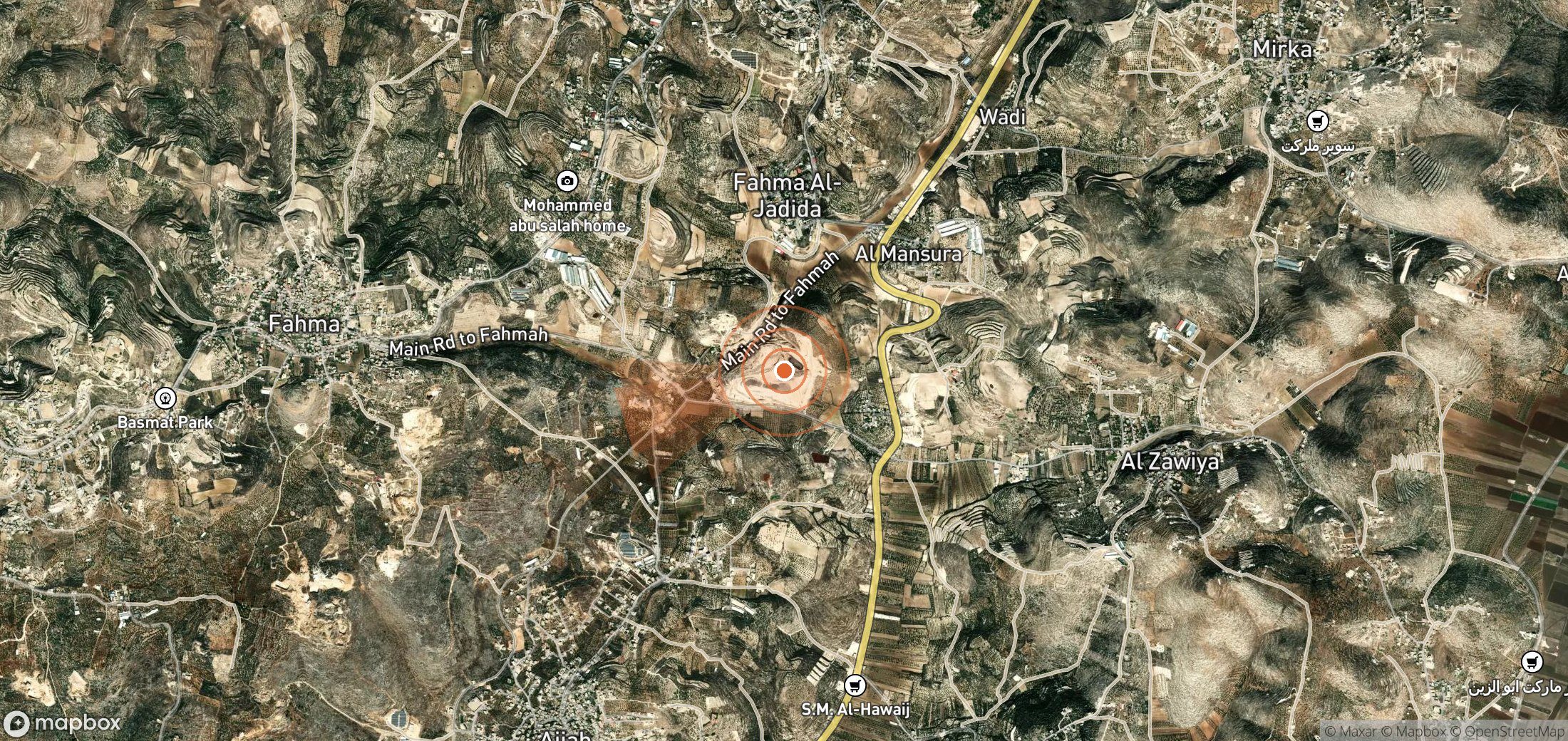 Mapa satelital de plumas de metano en Gaza