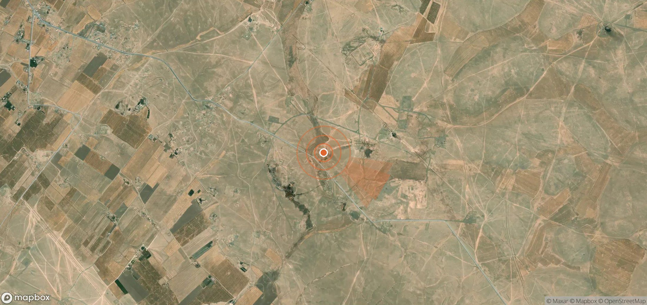 Satellite map of methane plume locations in Syria