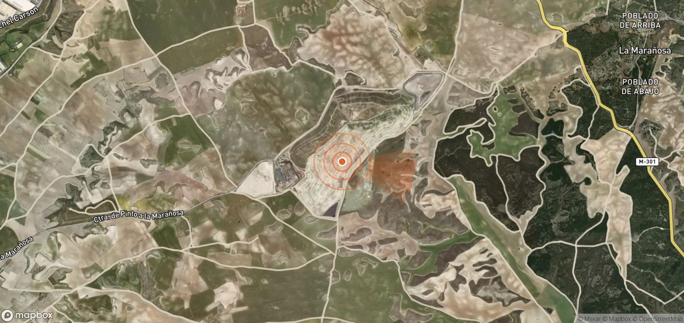 Satellite map of methane plume locations in Spain